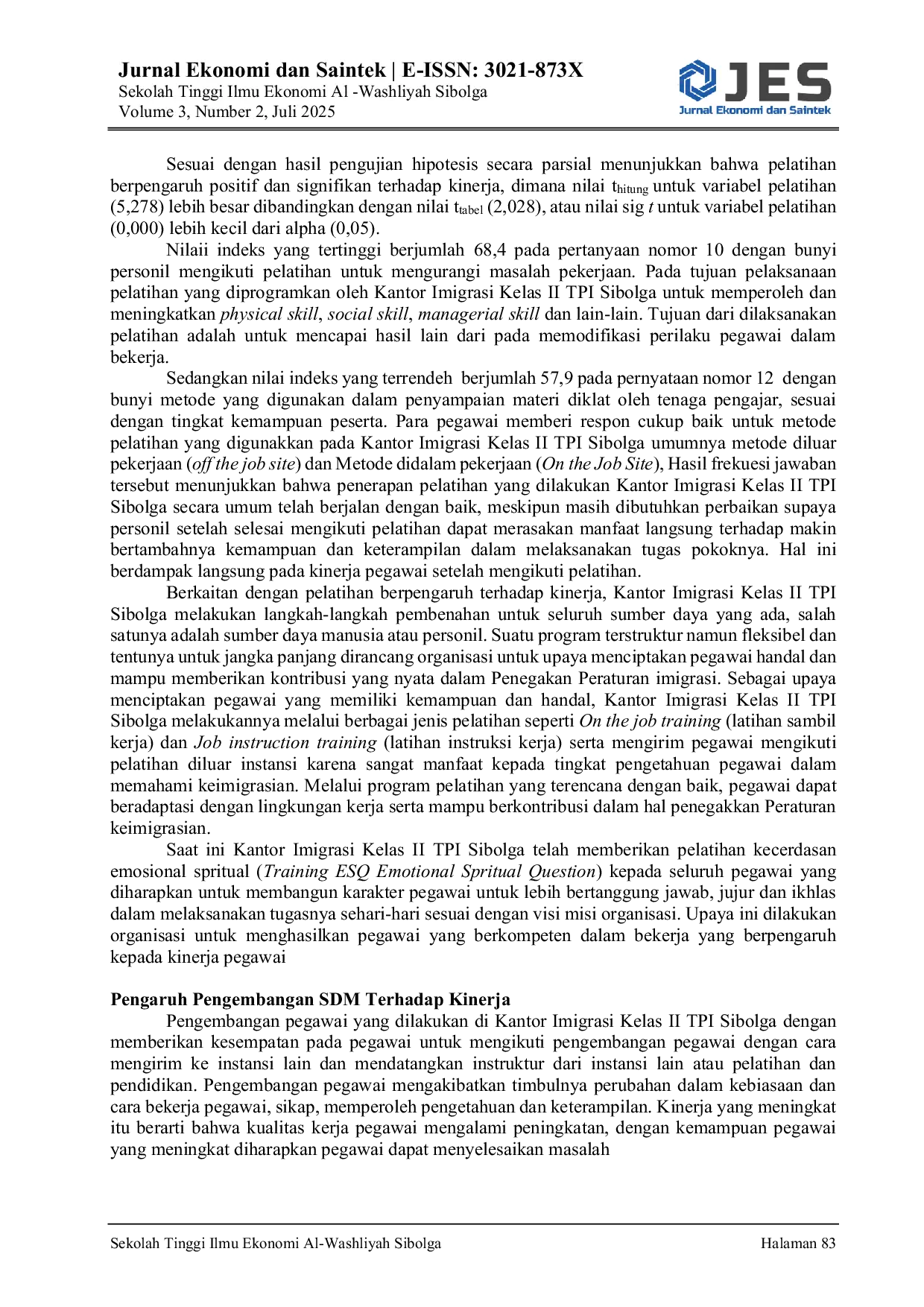 JURIS Pengaruh Lingkungan Kerja Dan Motivasi Terhadap Semangat Kerja Pegawai Pada Kantor Pemerintahan Kecamatan Sorkam Kabupaten Tapanuli Tengah