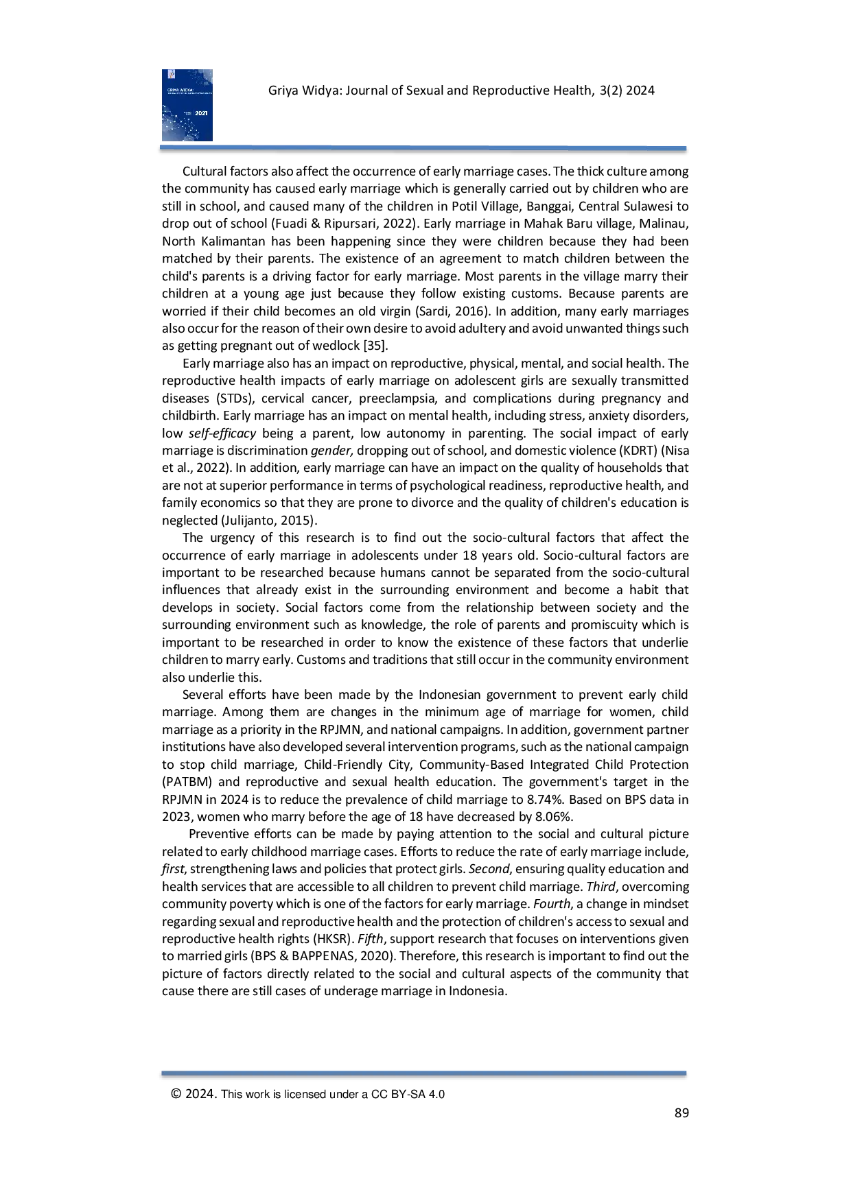 JURIS Literature Review of Socio Cultural Studies on Incidence of Early Childhood Marriage