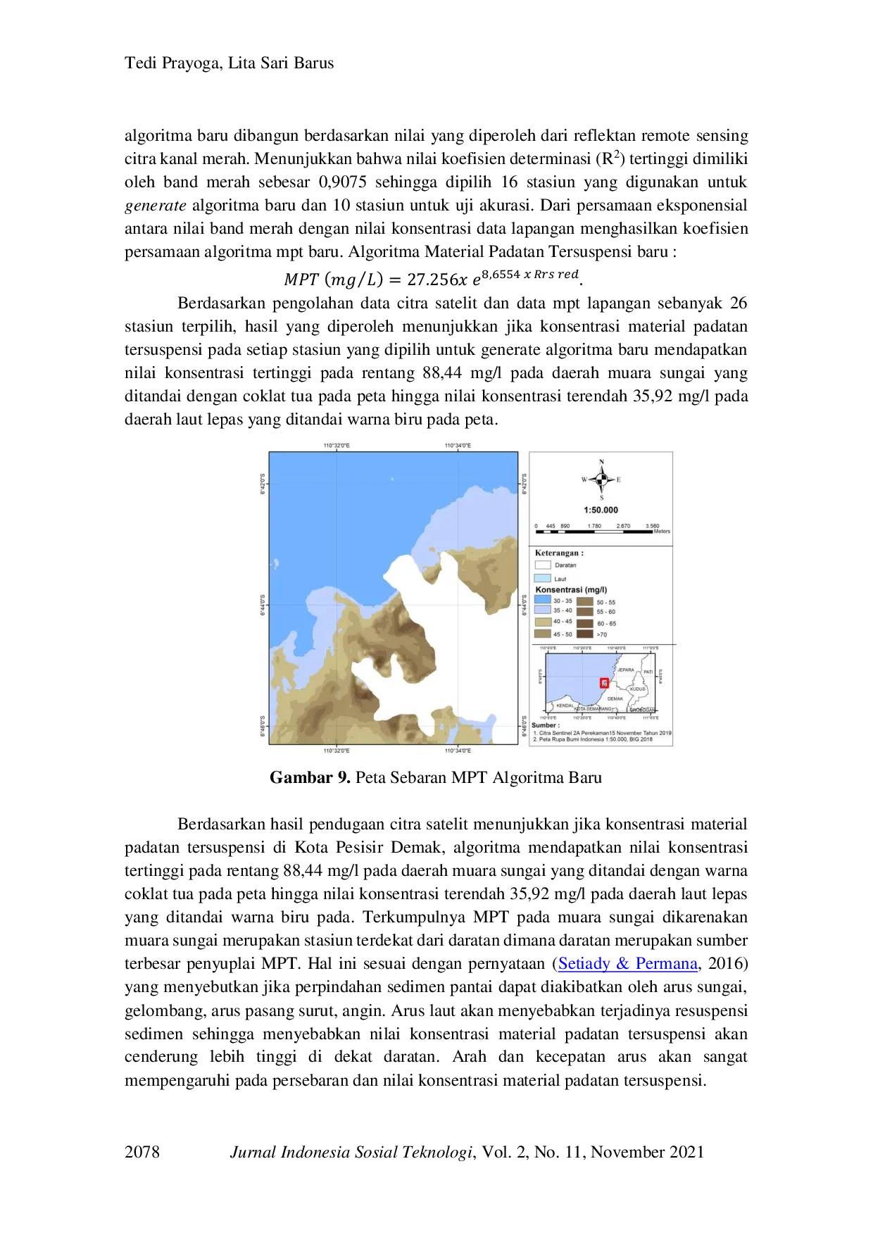 JURIS Analisis Penentuan Pembangunan Dermaga Berdasarkan Analisis Citra Sentinel 2a di Perairan Delta Wulan Kota Pesisir Demak