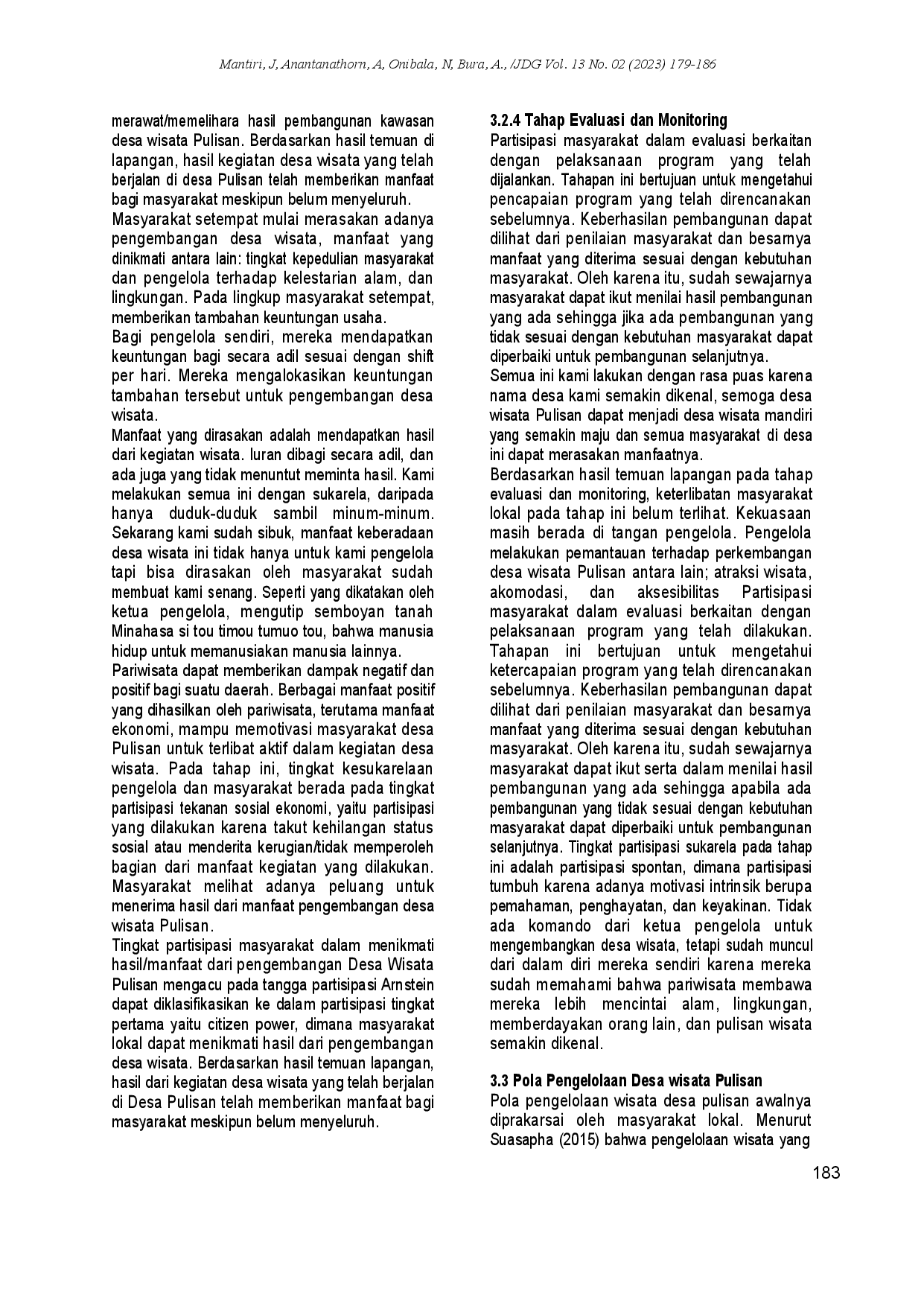 juris Pengembangan Desa Wisata Berbasis Partisipasi Masyarakat Di Desa Pulisan Kecamatan Likupang Timur Minahasa Utara