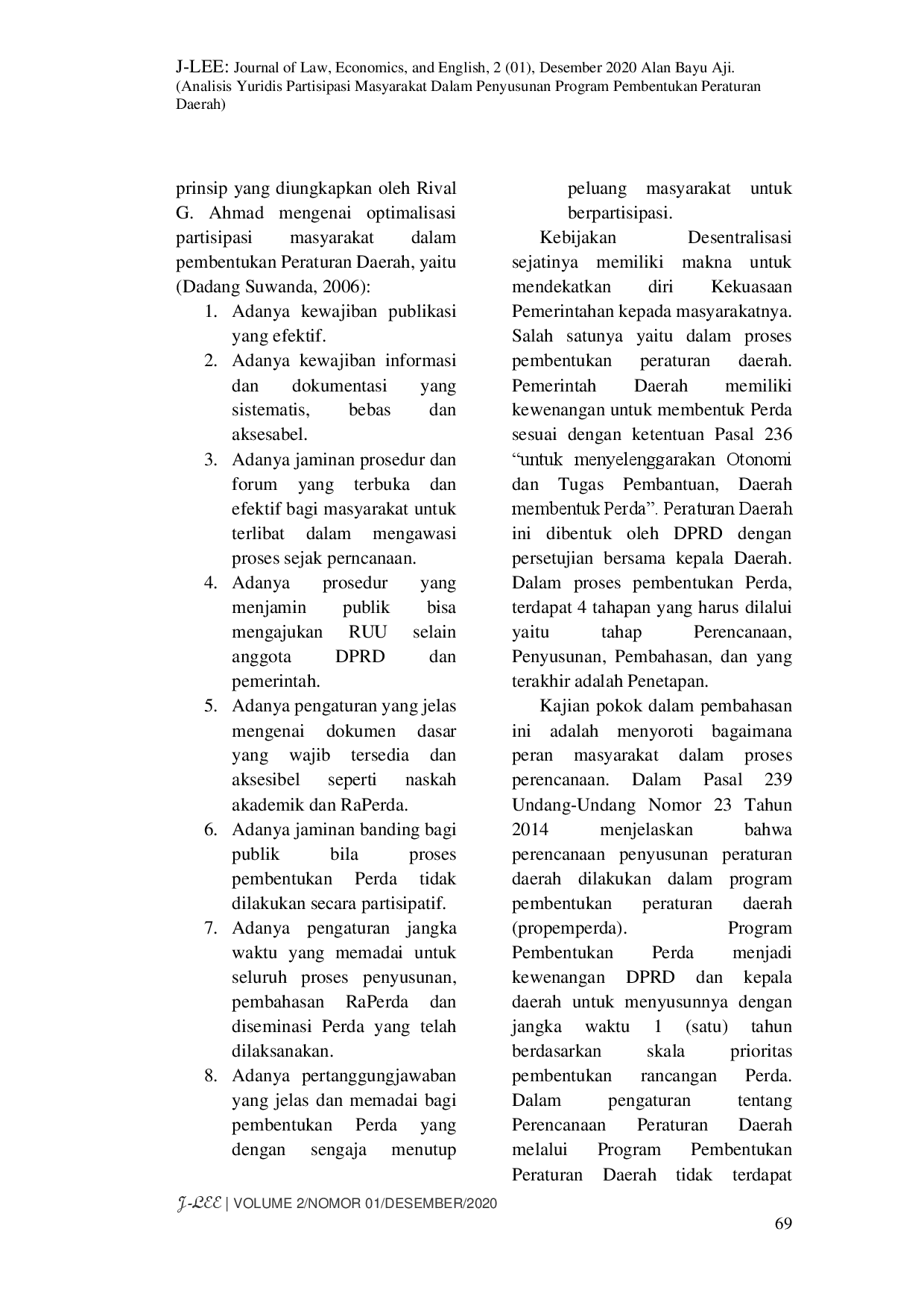 juris Analisis Yuridis Partisipasi Masyarakat Dalam Penyusunan Program Pembentukan Peraturan Daerah