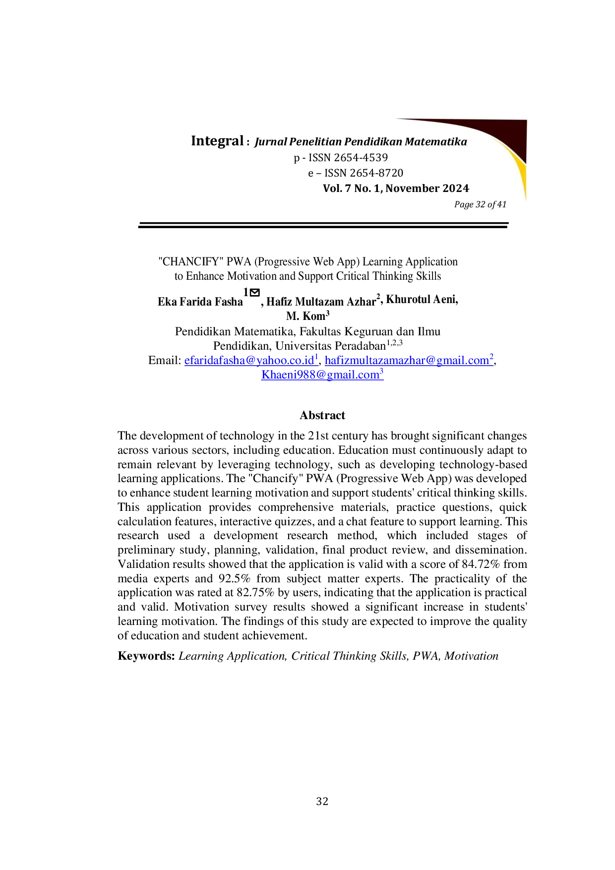 JURIS Chancify PWA Progressive Web App Learning Application to Enhance Motivation and Support Critical Thinking Skills