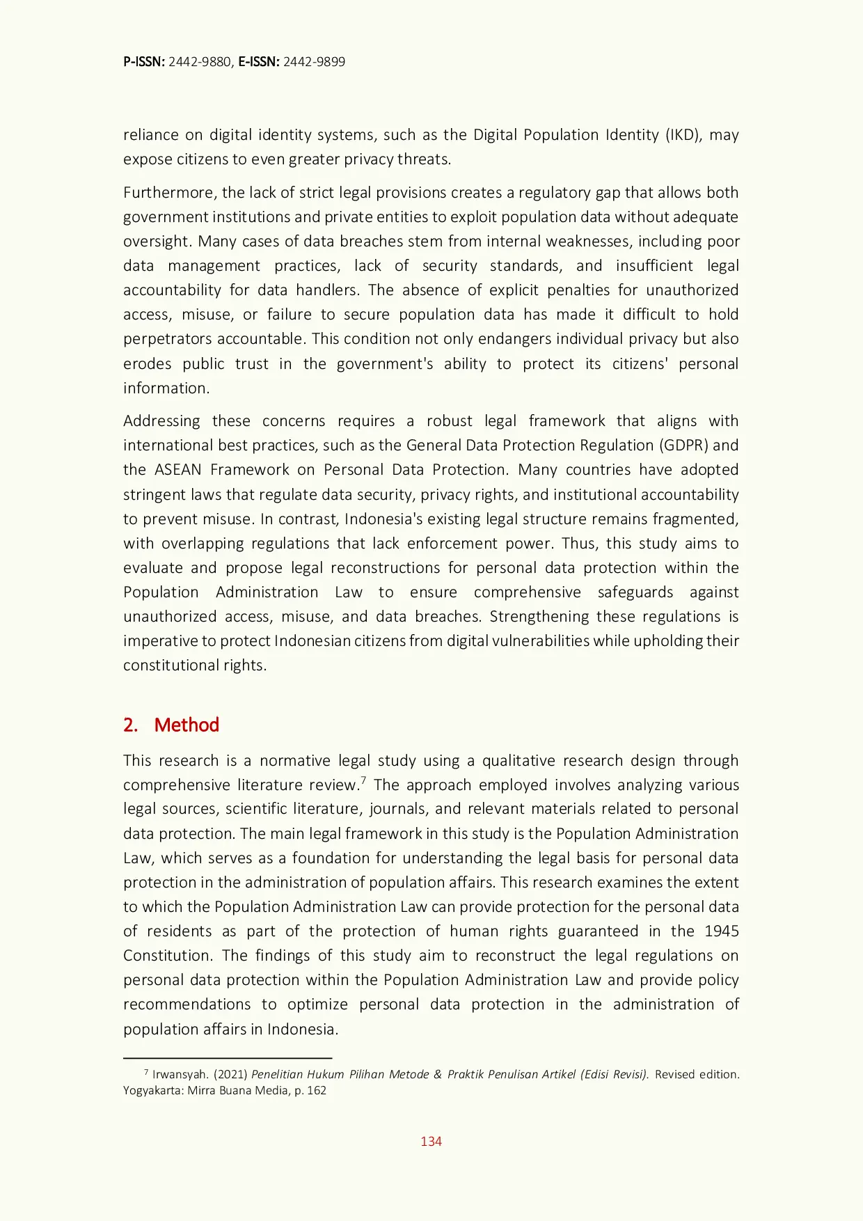 JURIS Legal Gaps in Personal Data Protection Reforming Indonesia s Population Administration Law