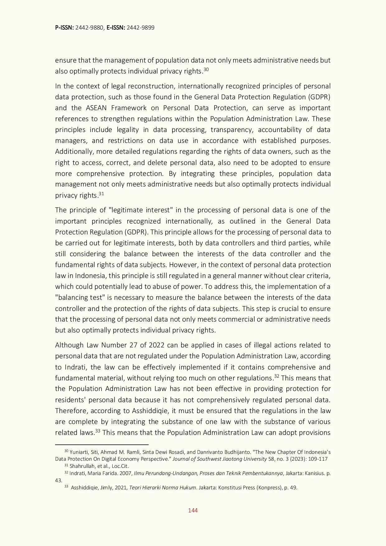 JURIS Legal Gaps in Personal Data Protection Reforming Indonesia s Population Administration Law