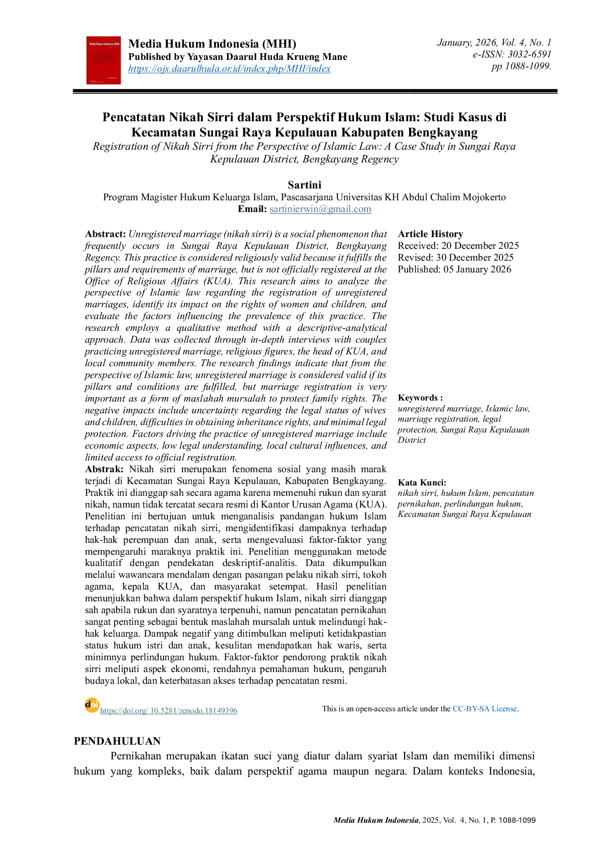 JURIS Pencatatan Nikah Sirri dalam Perspektif Hukum Islam Studi Kasus di Kecamatan Sungai Raya Kepulauan Kabupaten Bengkayang