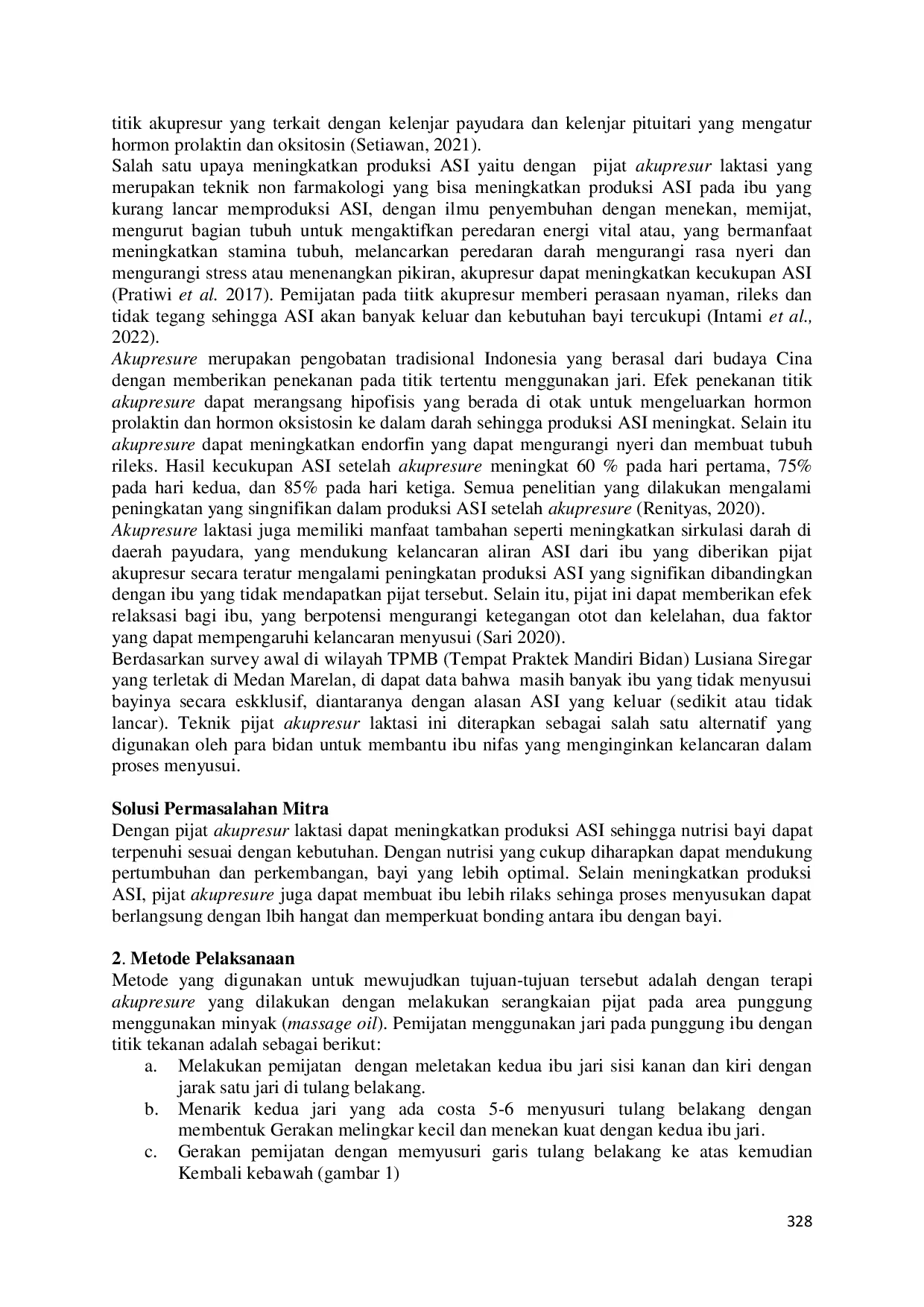 JURIS Pijat Akupresure Laktasi Tingkatkan Produksi ASI Pada Ibu Nifas di Klinik Mediska Medan