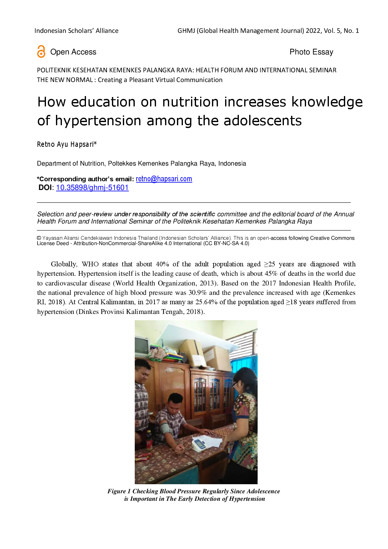 juris How education on nutrition increases knowledge of hypertension among the adolescents