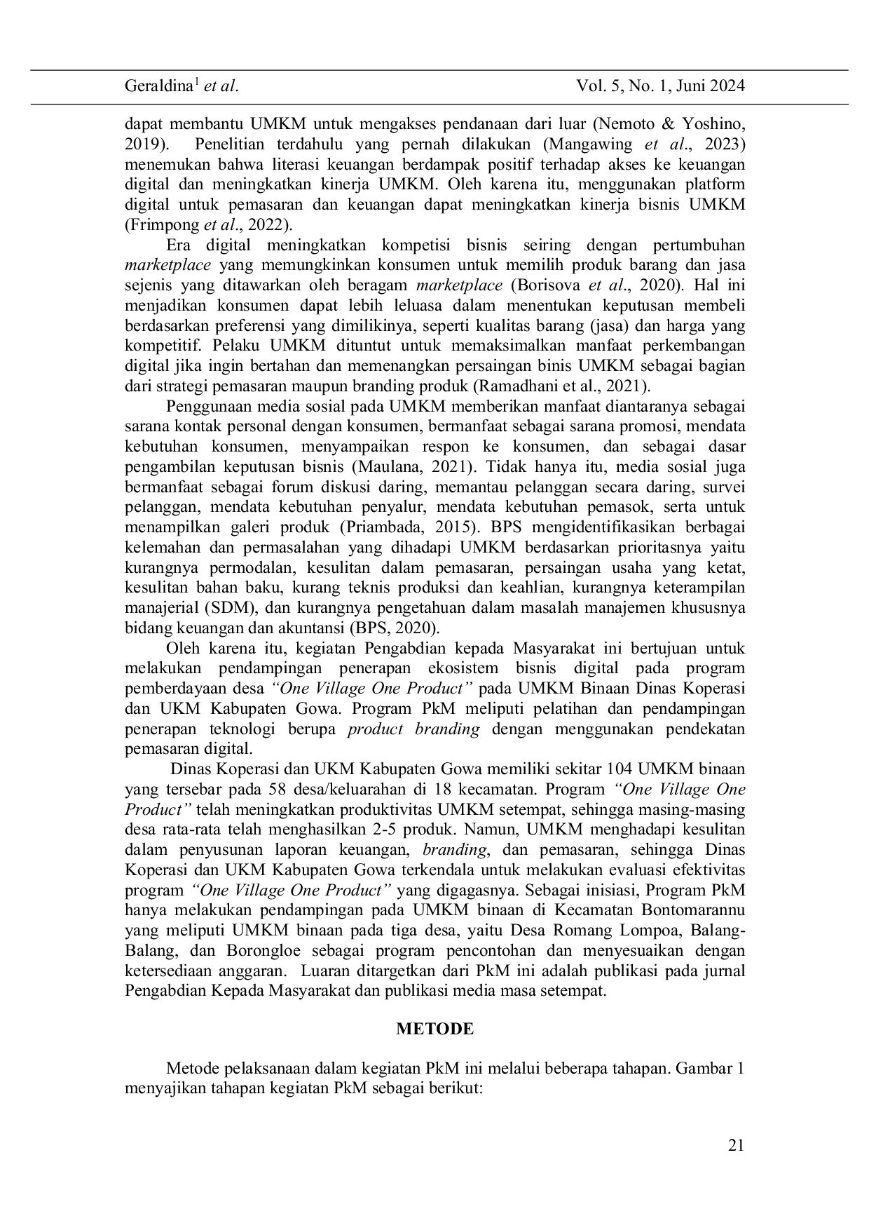 JURIS Implementasi Ekosistem Bisnis Digital untuk Pemberdayaan Masyarakat Pedesaan Studi Kasus di Kabupaten Gowa Indonesia