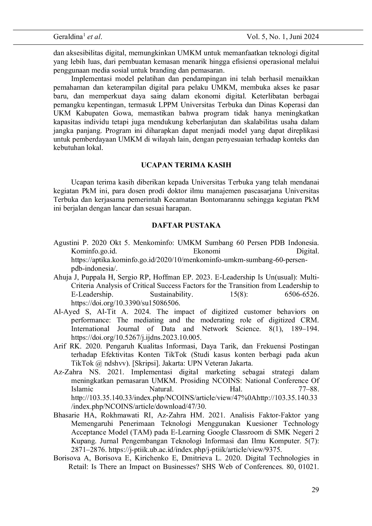 JURIS Implementasi Ekosistem Bisnis Digital untuk Pemberdayaan Masyarakat Pedesaan Studi Kasus di Kabupaten Gowa Indonesia