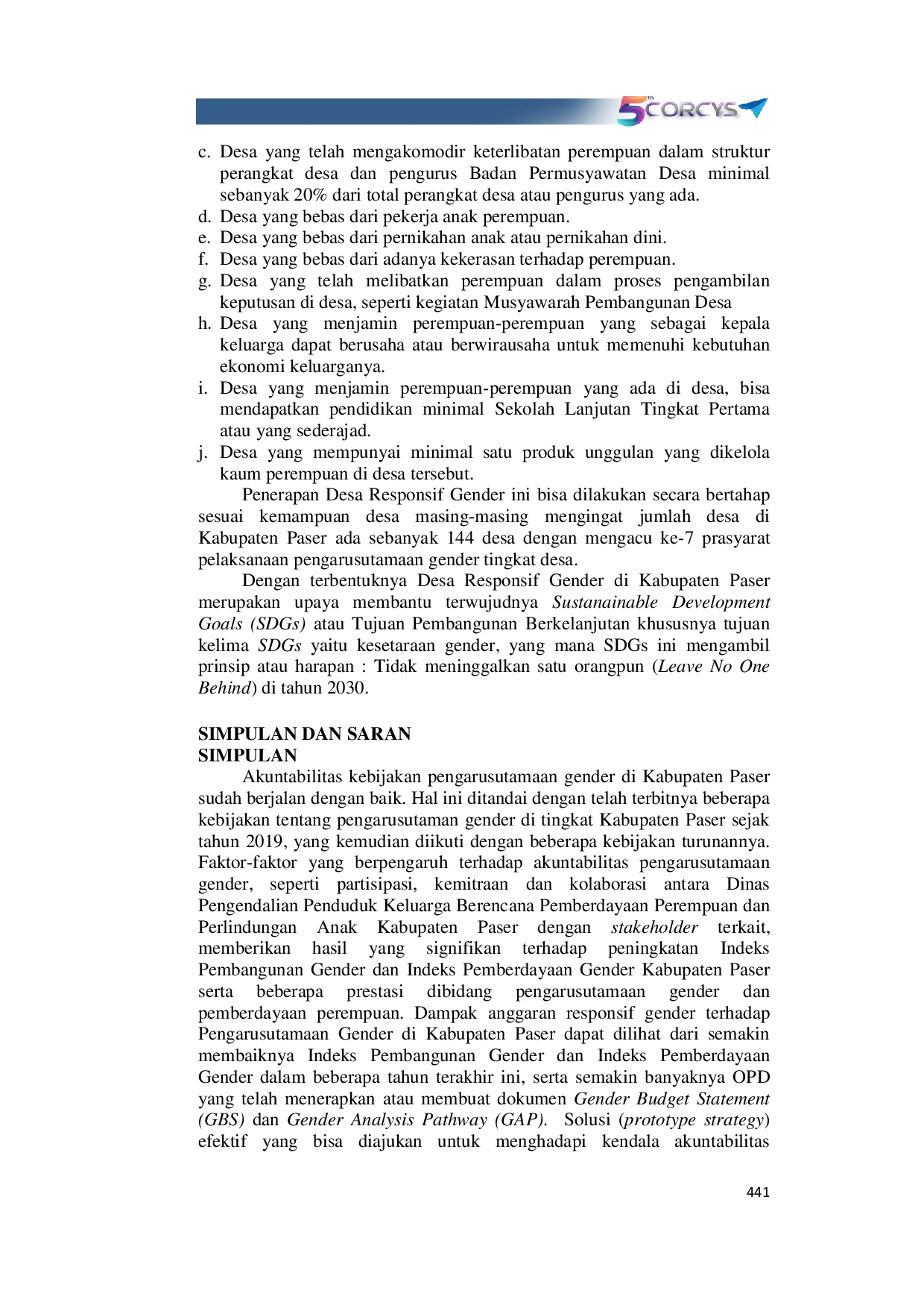 JURIS Akuntabilitas Kebijakan Pengarusutamaan Gender di Kabupaten Paser