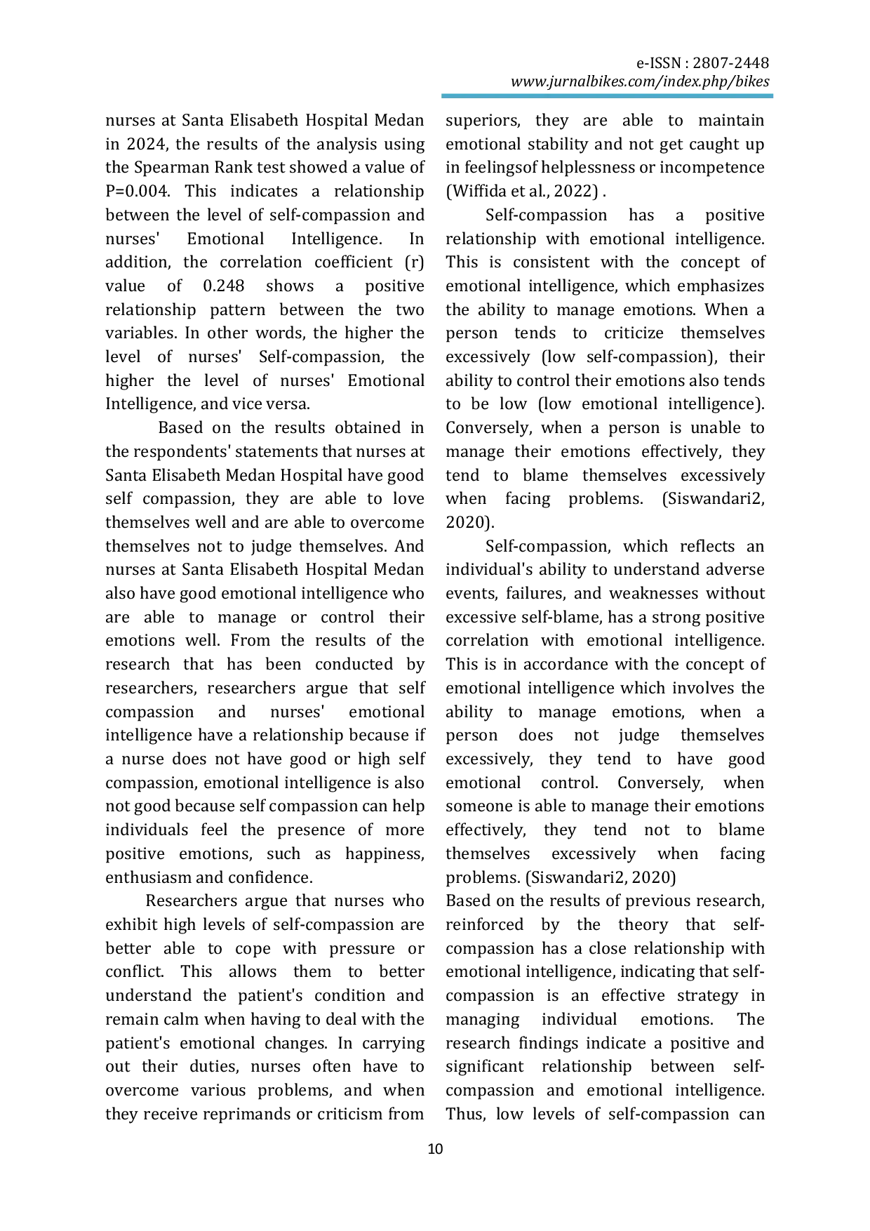JURIS The Relationship between Self Compassion with Emotional Intelligence of Nurses at Santa Elisabeth Hospital Medan in 2024