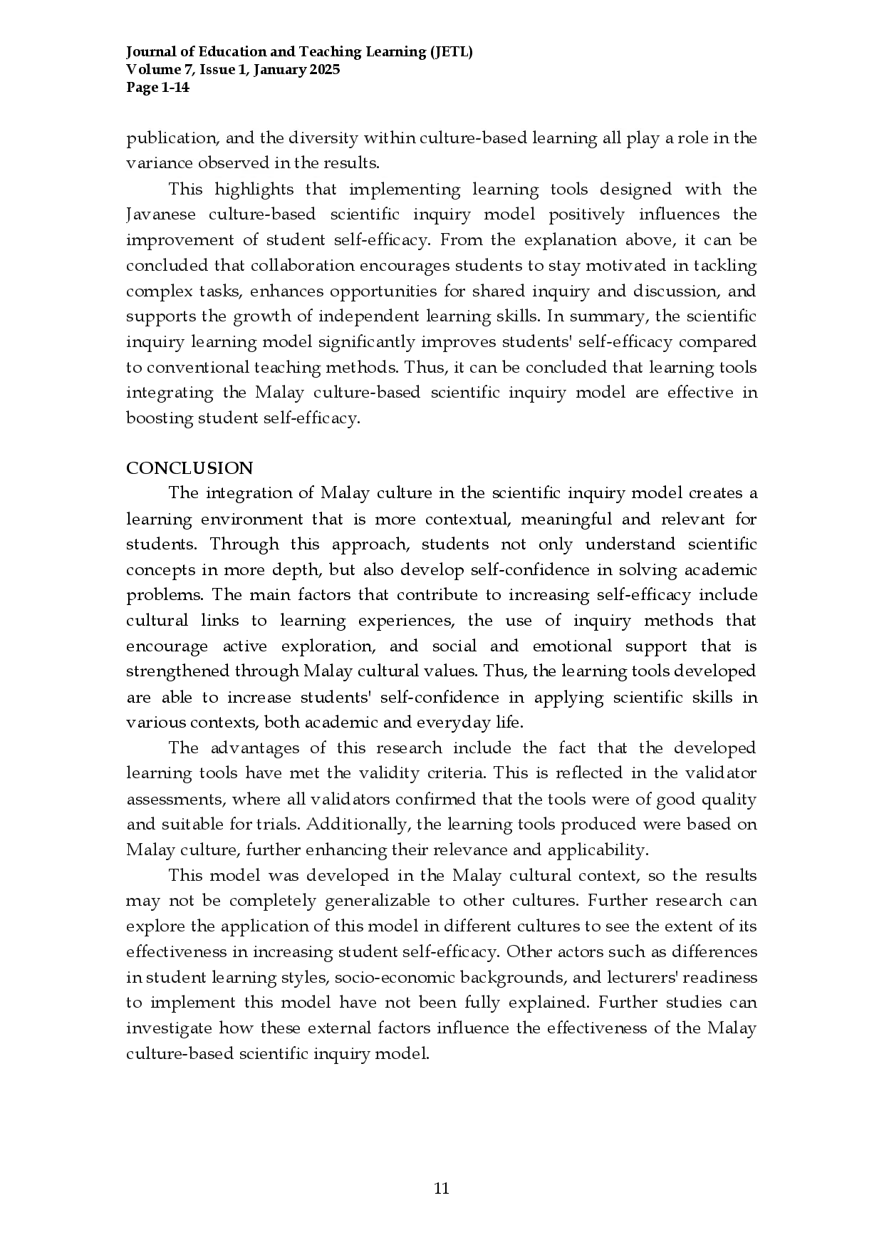juris Development of Learning Devices Using the Scientific Inquiry Learning Model Based on Malay Culture to Increase Student Self Efficacy