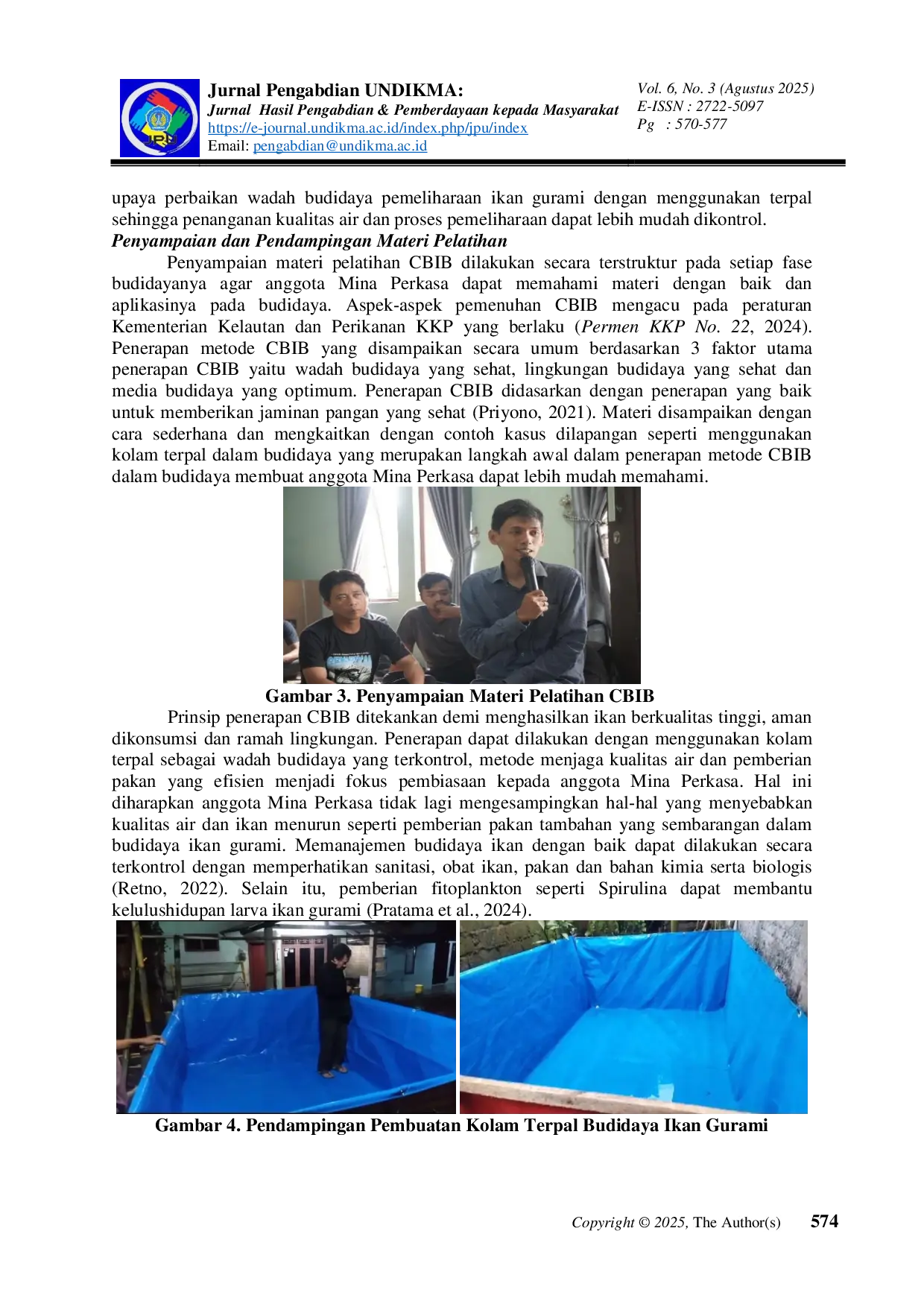 JURIS Alih Teknologi Wadah Budidaya Ikan Gurami di POKDAKAN Mina Perkasa Purbalingga