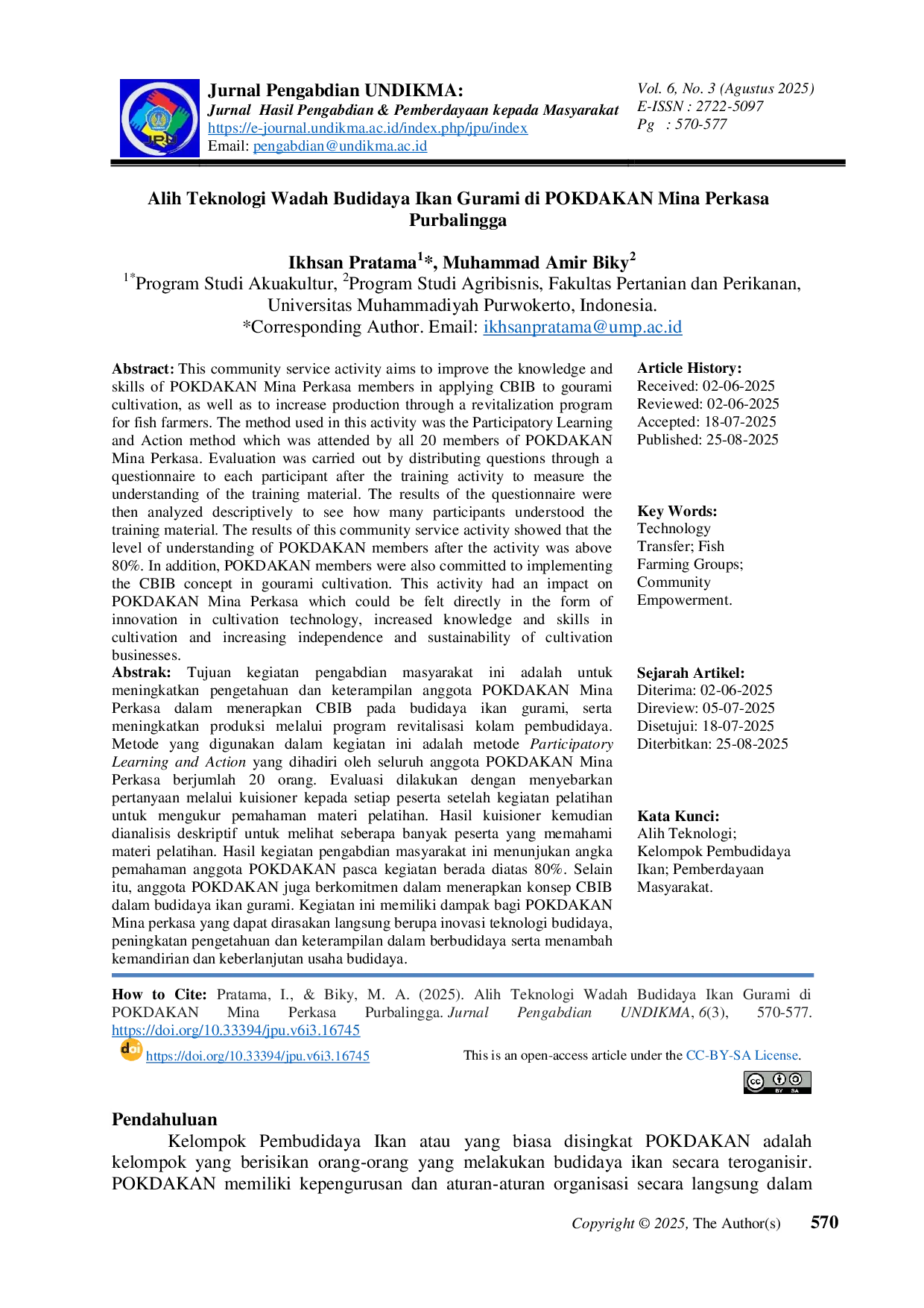 JURIS Alih Teknologi Wadah Budidaya Ikan Gurami di POKDAKAN Mina Perkasa Purbalingga