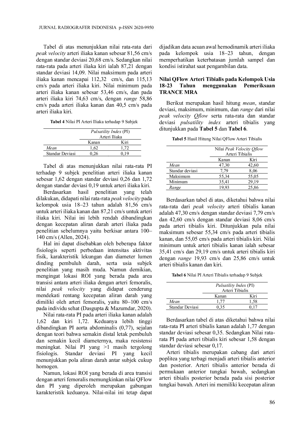 JURIS Analisis Nilai QFlow Arteri Tungkai Bawah pada Kelompok Usia 18 23 Tahun Menggunakan Pemeriksaan TRANCE MRA
