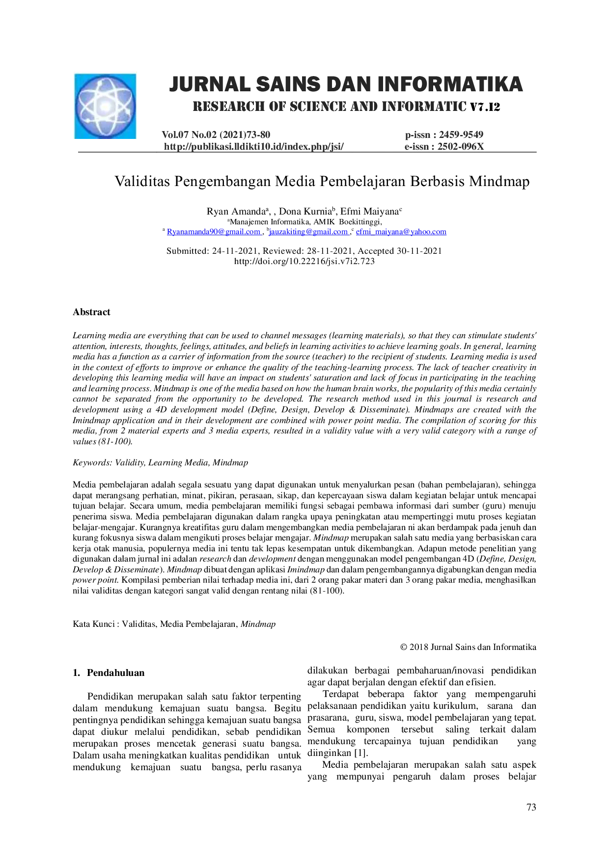 JURIS Validitas Pengembangan Media Pembelajaran Berbasis Mindmap