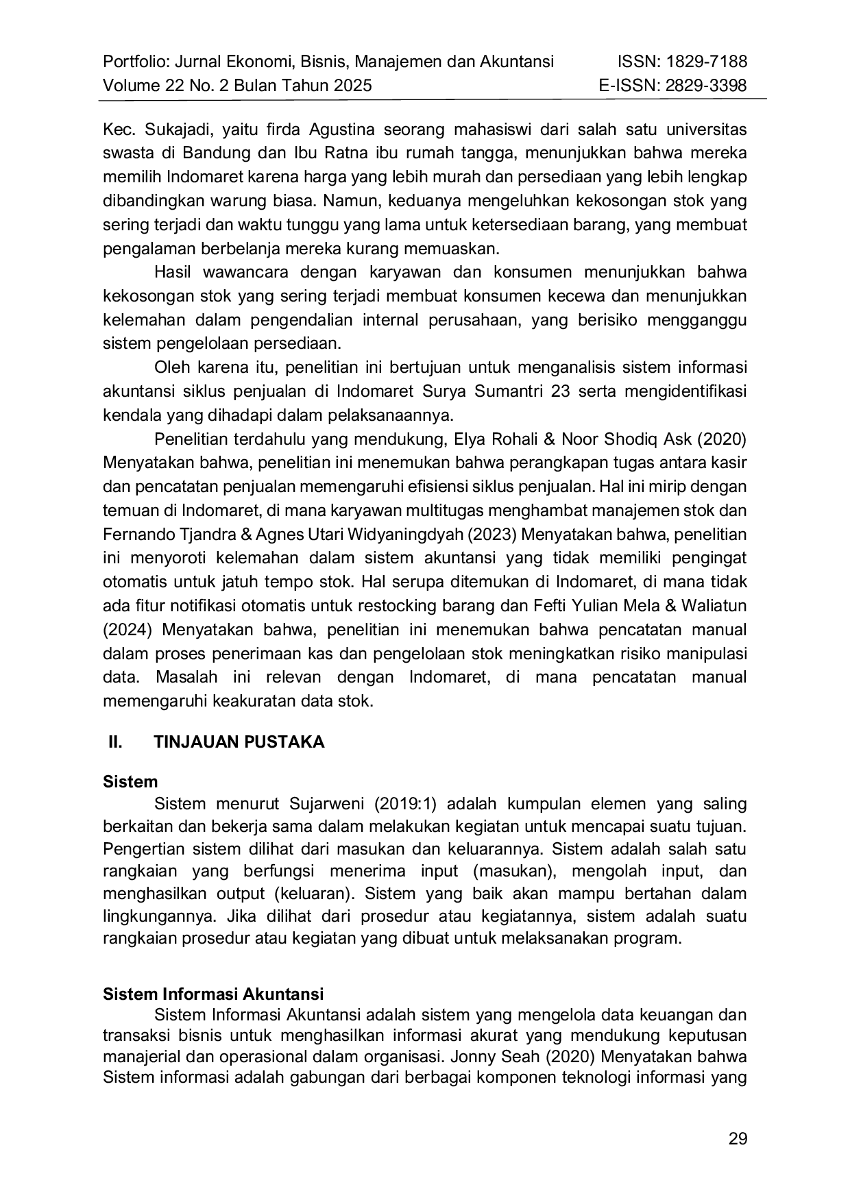 JURIS Analisis Siklus Penjualan Pada Indomaret Surya Sumantri 23 Cab Bandung