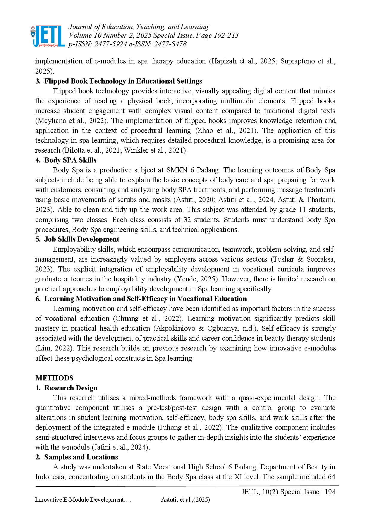 juris Innovative E Module Development Through Flipped Book and Employability Skill Learning Integration Advancing Competency Spa Therapy in Vocational High School