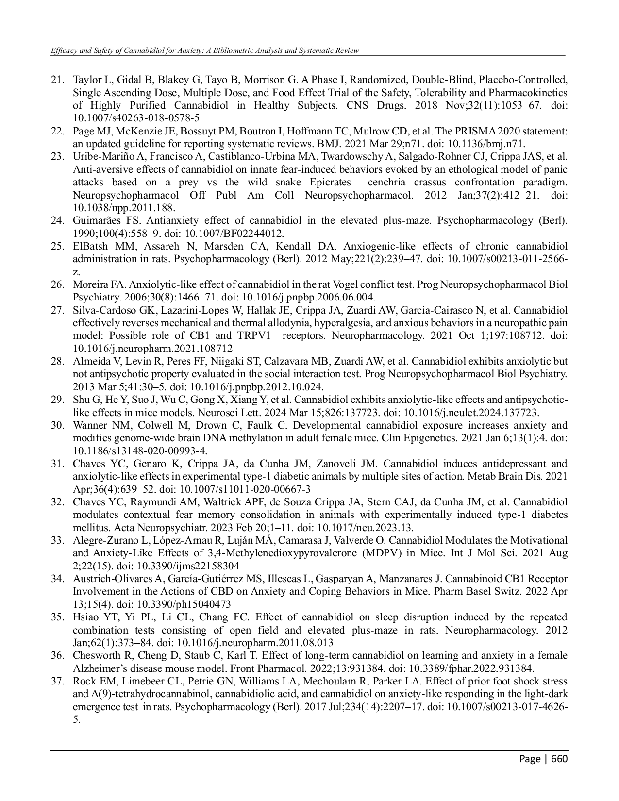 JURIS Efficacy and Safety of Cannabidiol for Anxiety A Bibliometric Analysis and Systematic Review