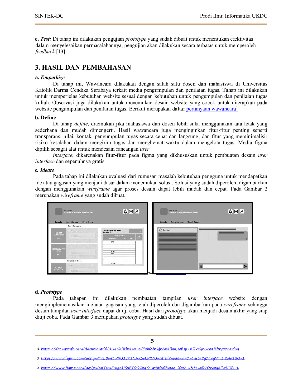 JURIS Perancangan Desain UI Website Pengumpulan Dan Penilaian Tugas Tugas On Time Menggunakan Metode Design Thinking