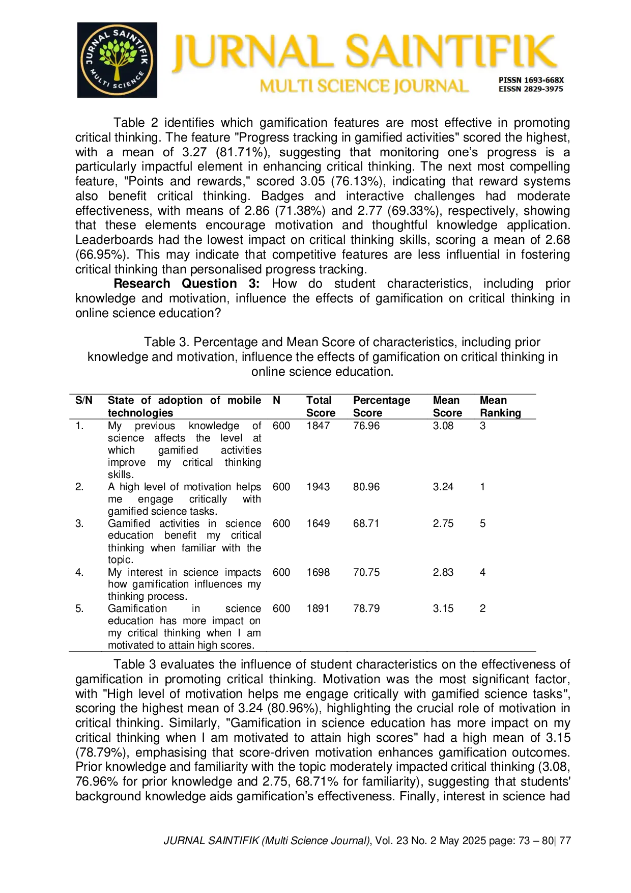 JURIS The Role of Gamification in Enhancing Critical Thinking Skills in Online Science Education