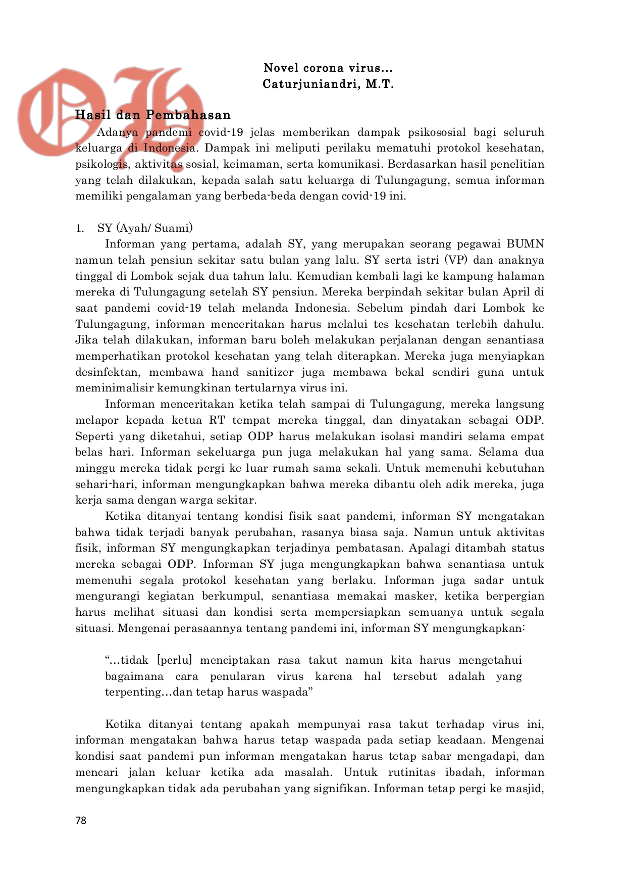 JURIS Novel corona virus diseases 2019 dan dampak yang timbul pada keluarga