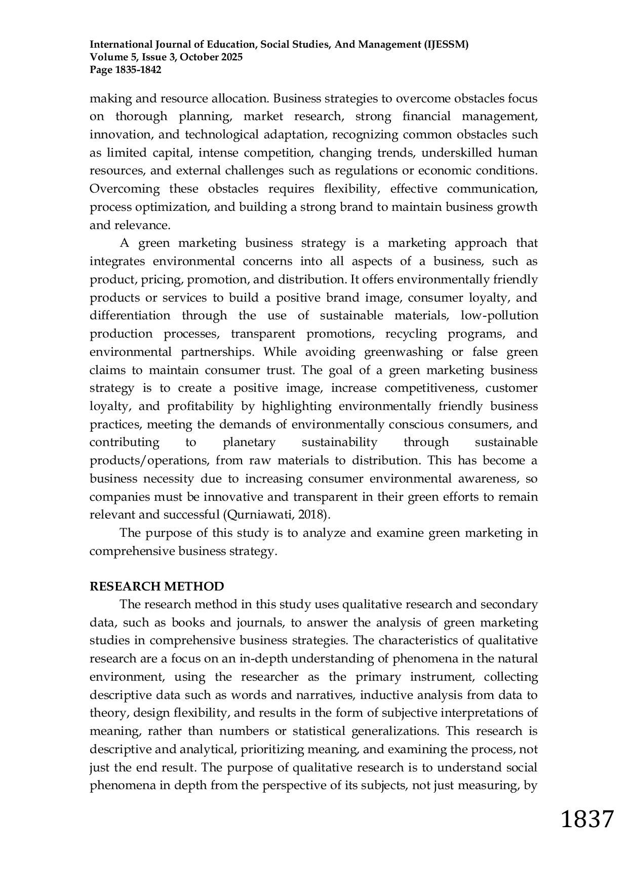 JURIS Green Marketing Study Analysis in Comprehensive Business Strategy