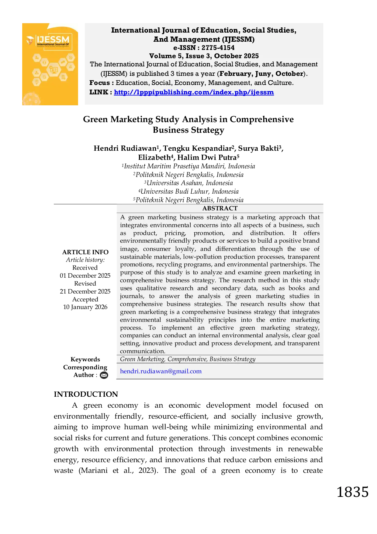 JURIS Green Marketing Study Analysis in Comprehensive Business Strategy