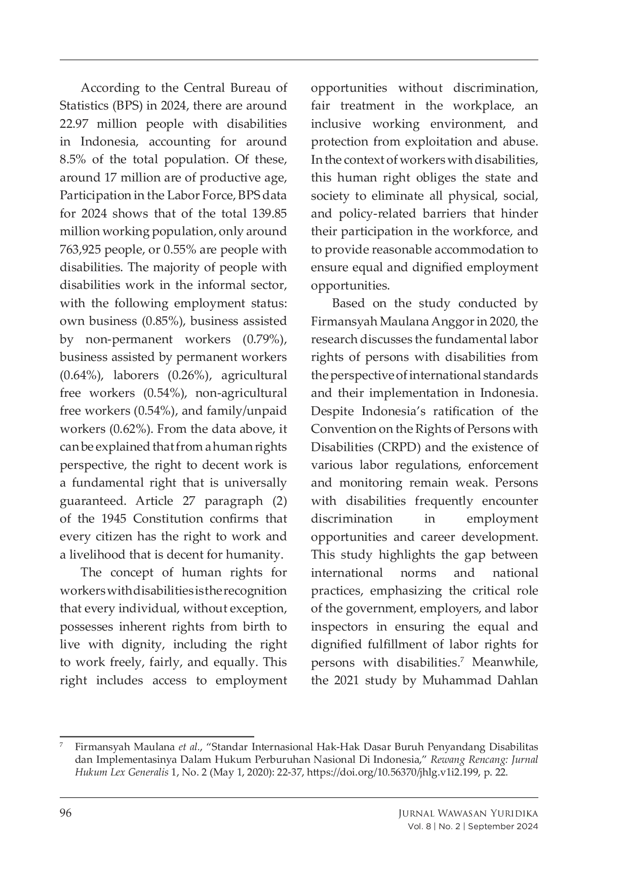 JURIS Legal Guarantees For Persons With Disabilities To Secure Decent Work A Human Rights Perspective From Indonesia