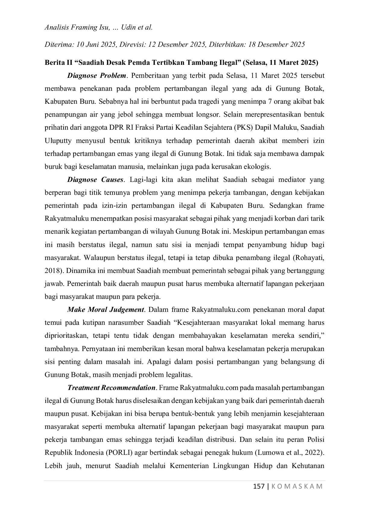 JURIS Analisis Framing Isu Lingkungan Pada Pemberitaan Media Lokal Rakyatmaluku Com
