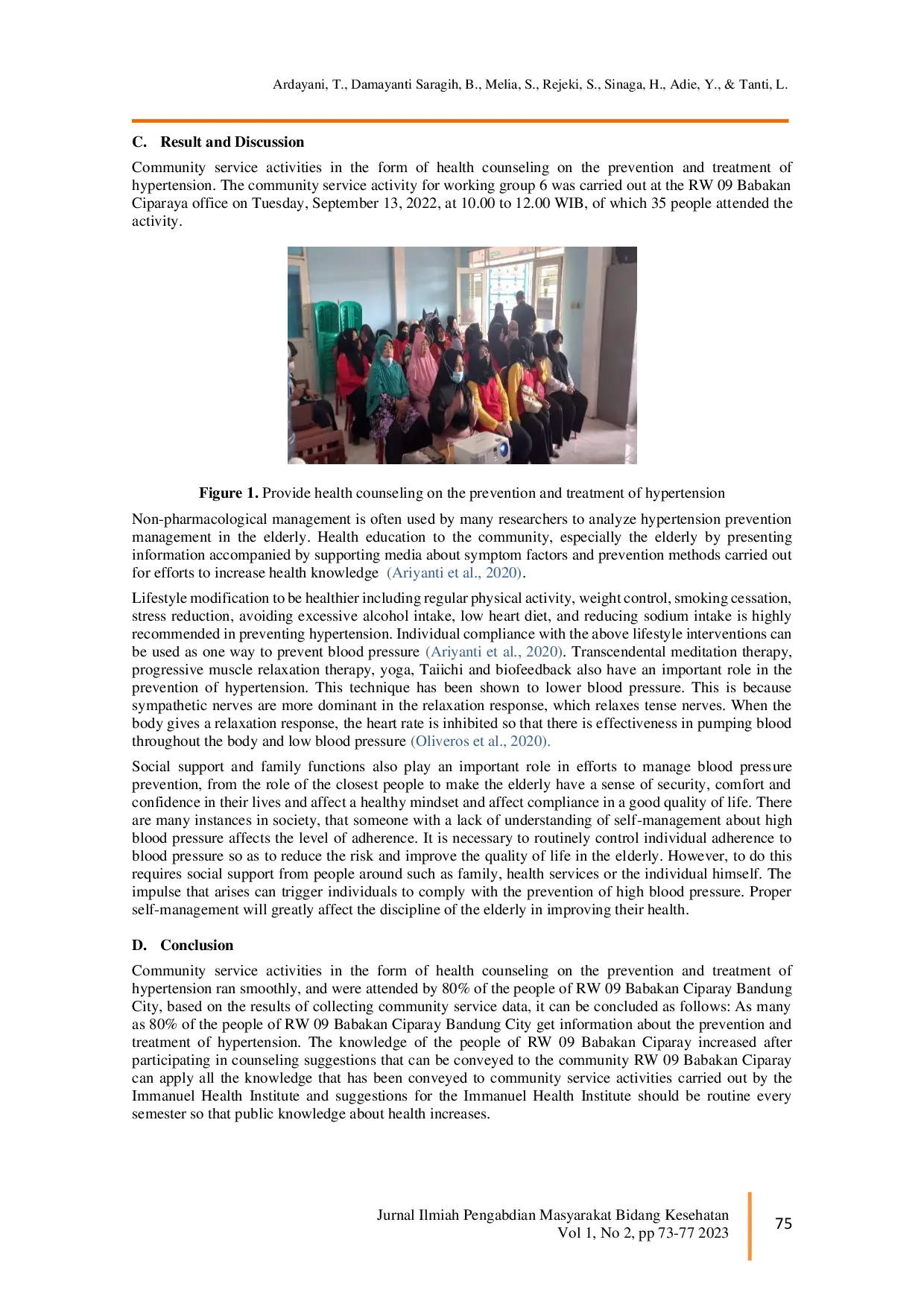 juris Overcontrol Prevention and Treatment of Hypertension Through Health Counseling in North Margahayu Village Bandung City