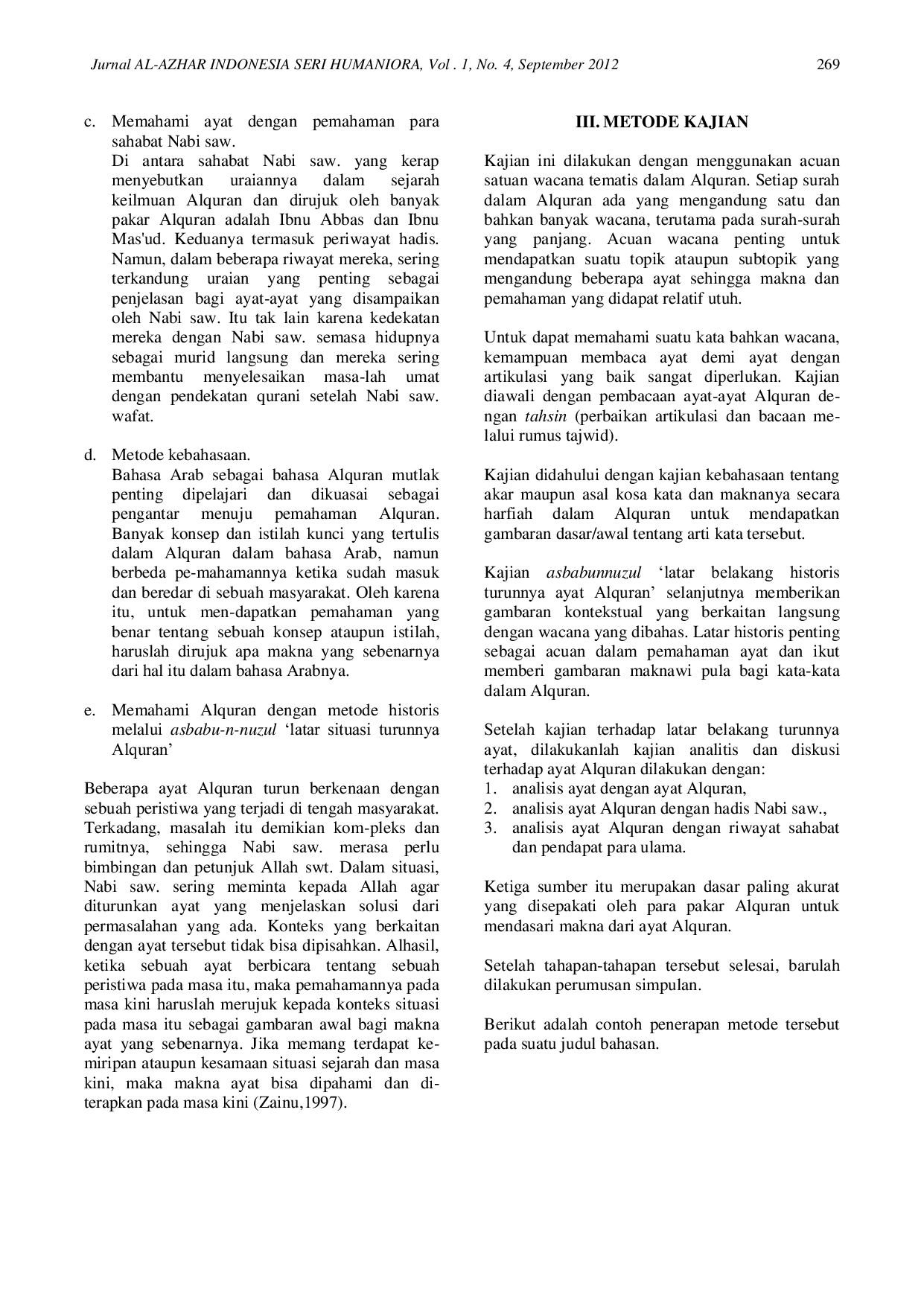 JURIS Program Kajian Bahasa Arab Al Qur an dan Pemahamannya dengan Metode Komprehensif