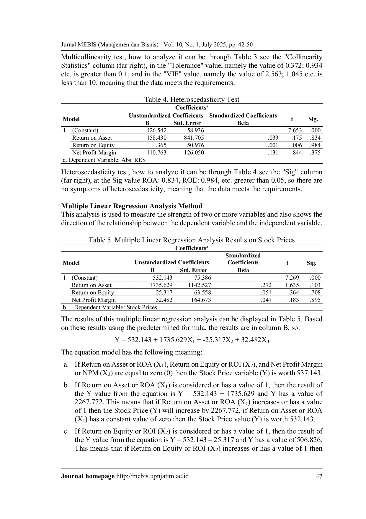 JURIS Determinants of Stock Prices in the Indonesian Stock Exchange