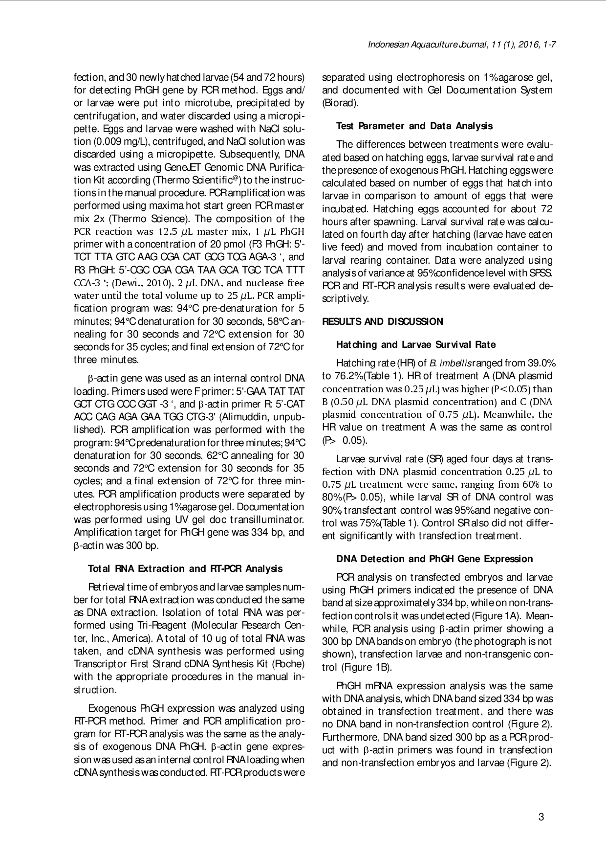 juris GENE TRANSFER ON Betta imbellis THROUGH TRANSFECTION METHOD WITH DIFFERENT DNA CONCENTRATION