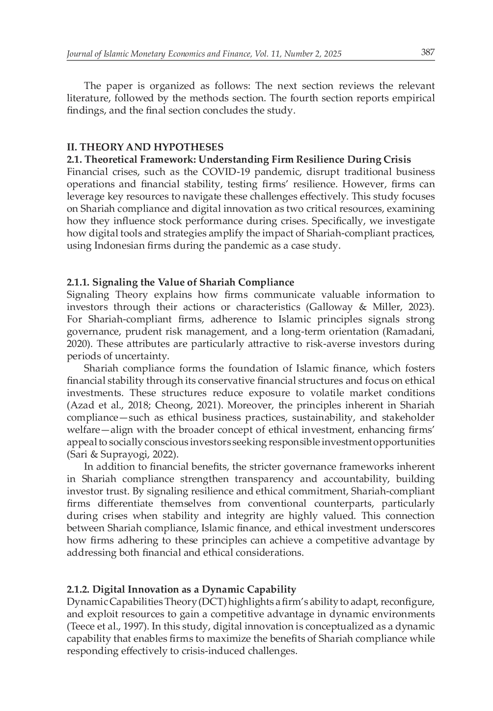 JURIS Weathering the Storm Shariah Compliance Digital Innovation and Stock Performance during COVID 19