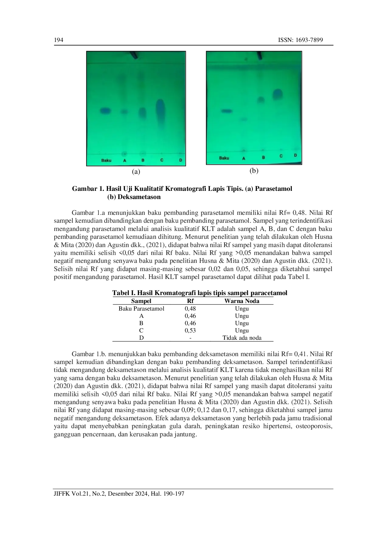 juris Analisis Kandungan Bahan Kimia Obat Parasetamol Dan Deksametason Dalam Jamu Pegal Linu Dari Toko Jamu X Di Kabupaten Lamongan