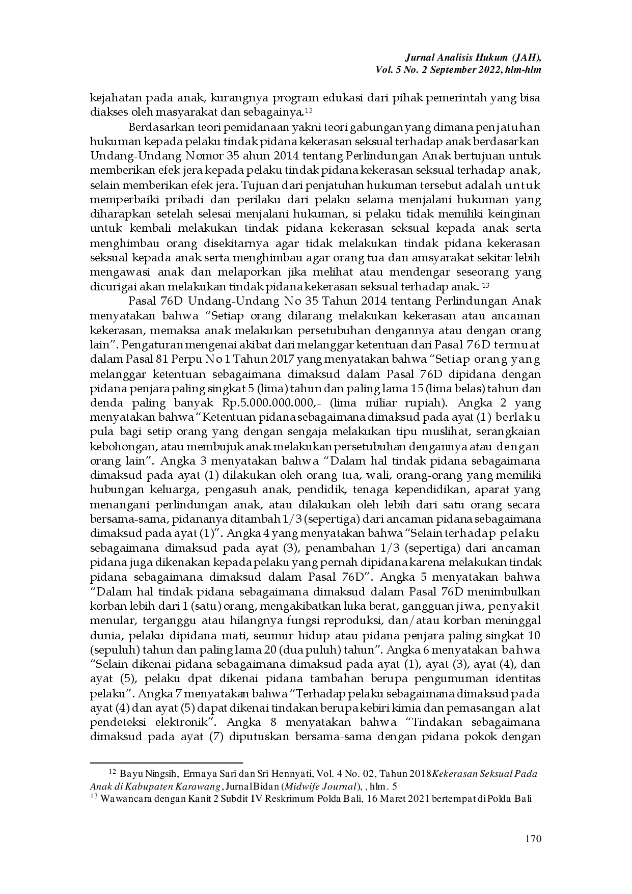 juris Upaya Perlindungan Hukum Terhadap Anak Sebagai Korban Kekerasan Seksual Studi Kasus di Polda Bali