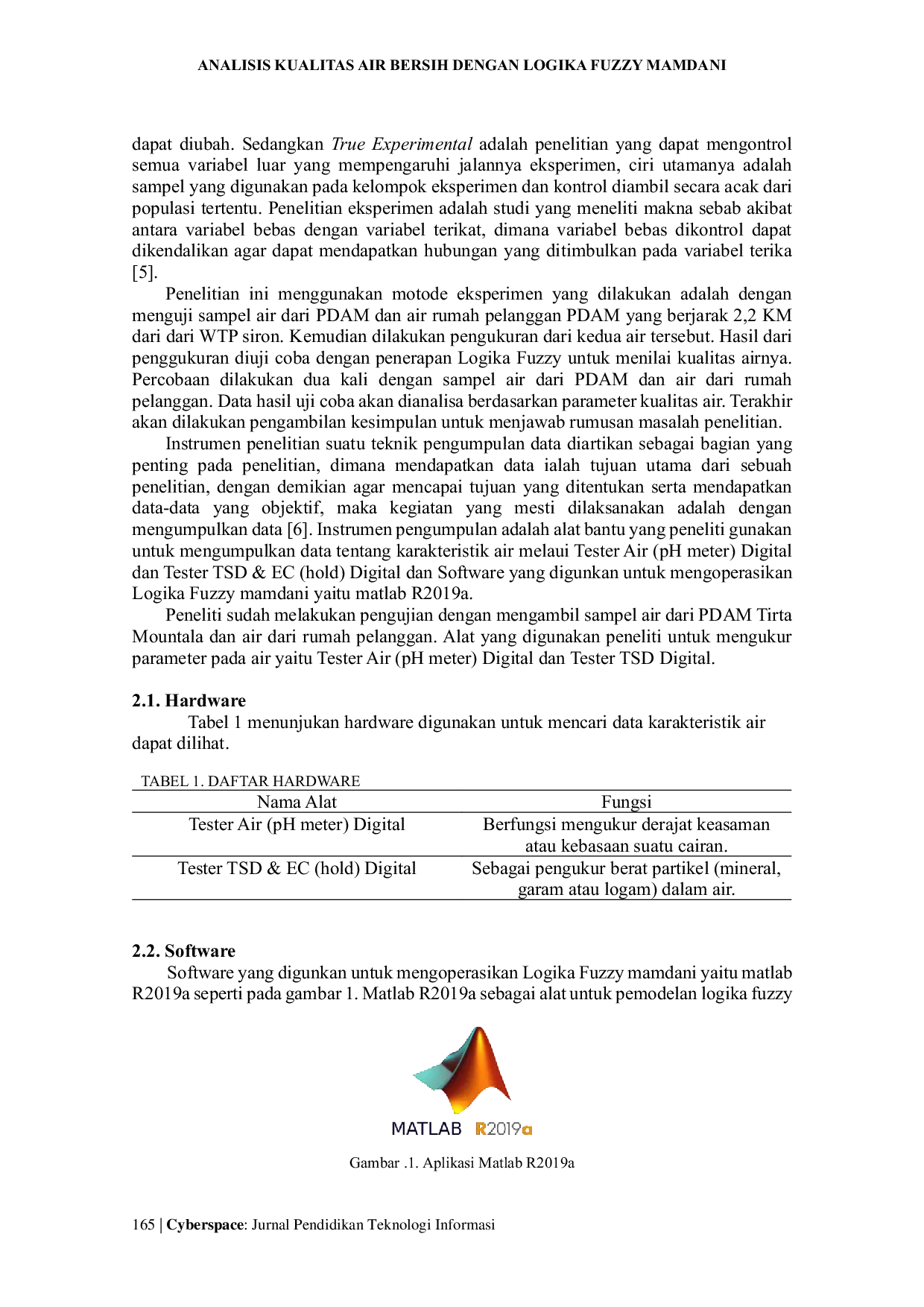 JURIS Analisis Kualitas Air Bersih dengan Logika Fuzzy Mamdani