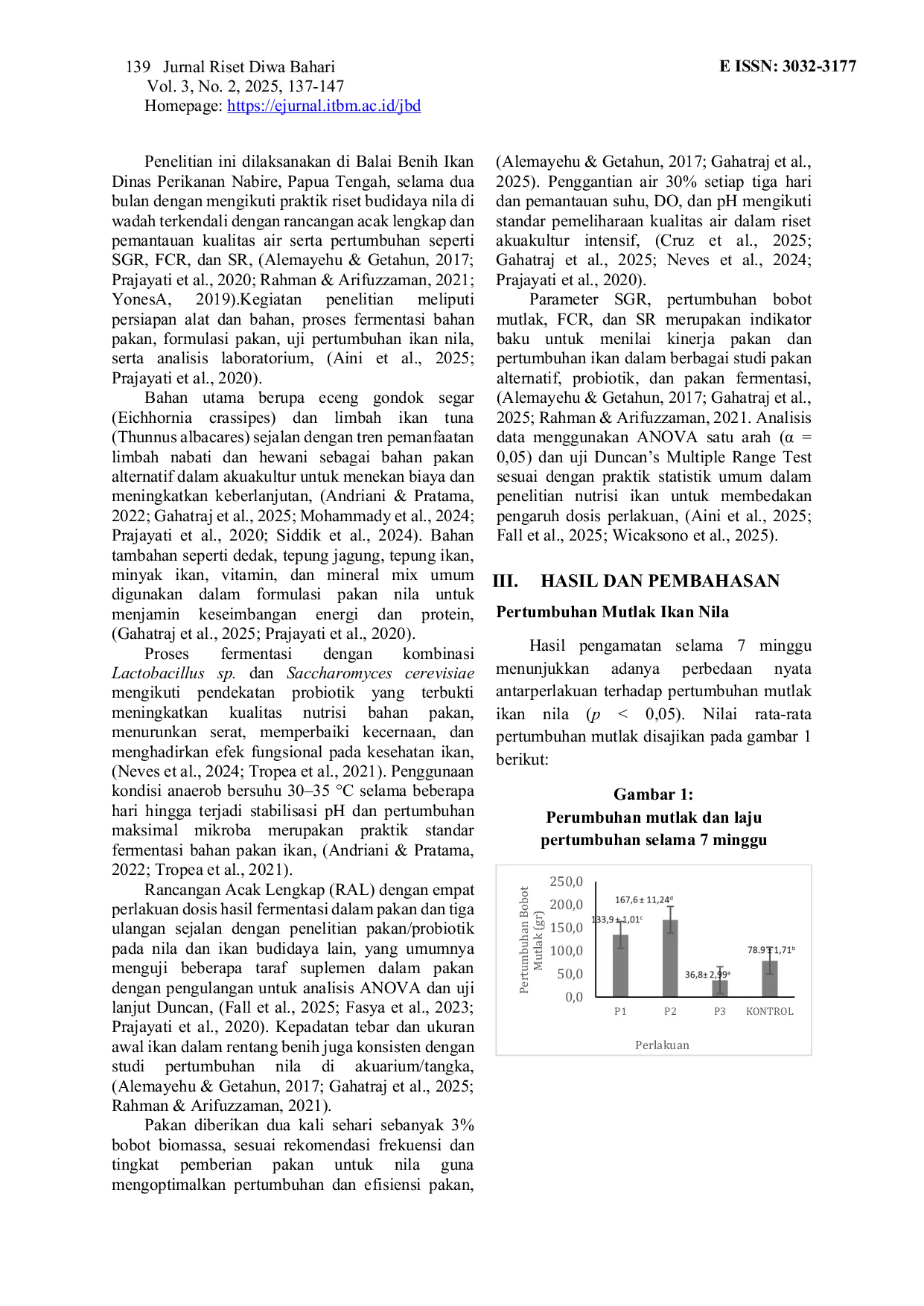 JURIS Pemanfaatan Eceng Gondok Eichhornia crassipes Dengan Fermentasi Limbah Tuna Thunnus albacares Sebagai Pakan Ikan Nila Oreochromis niloticus