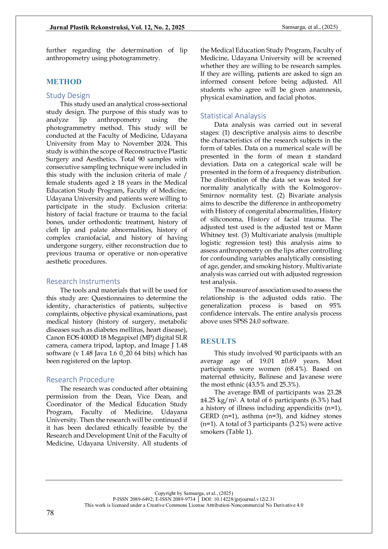 JURIS Assessing Ideal Lip Anatomy Through Photogrammetry Implications For Facial Reconstruction In Indonesia