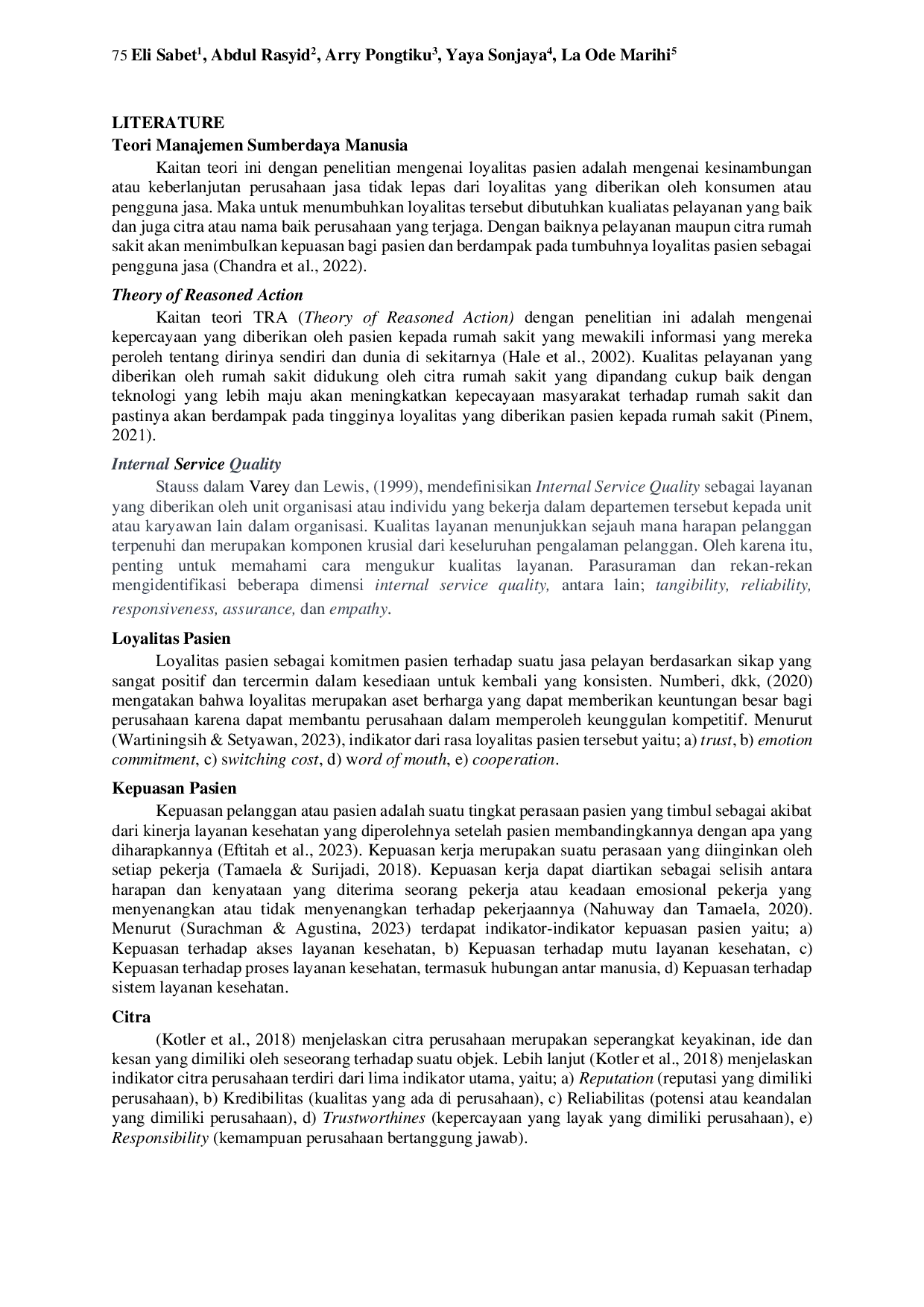 JURIS Pengaruh Citra Dan Kualitas Pelayanan Terhadap Loyalitas Pasien Dimediasi Kepuasan Pasien Pada Rumah Sakit Provita