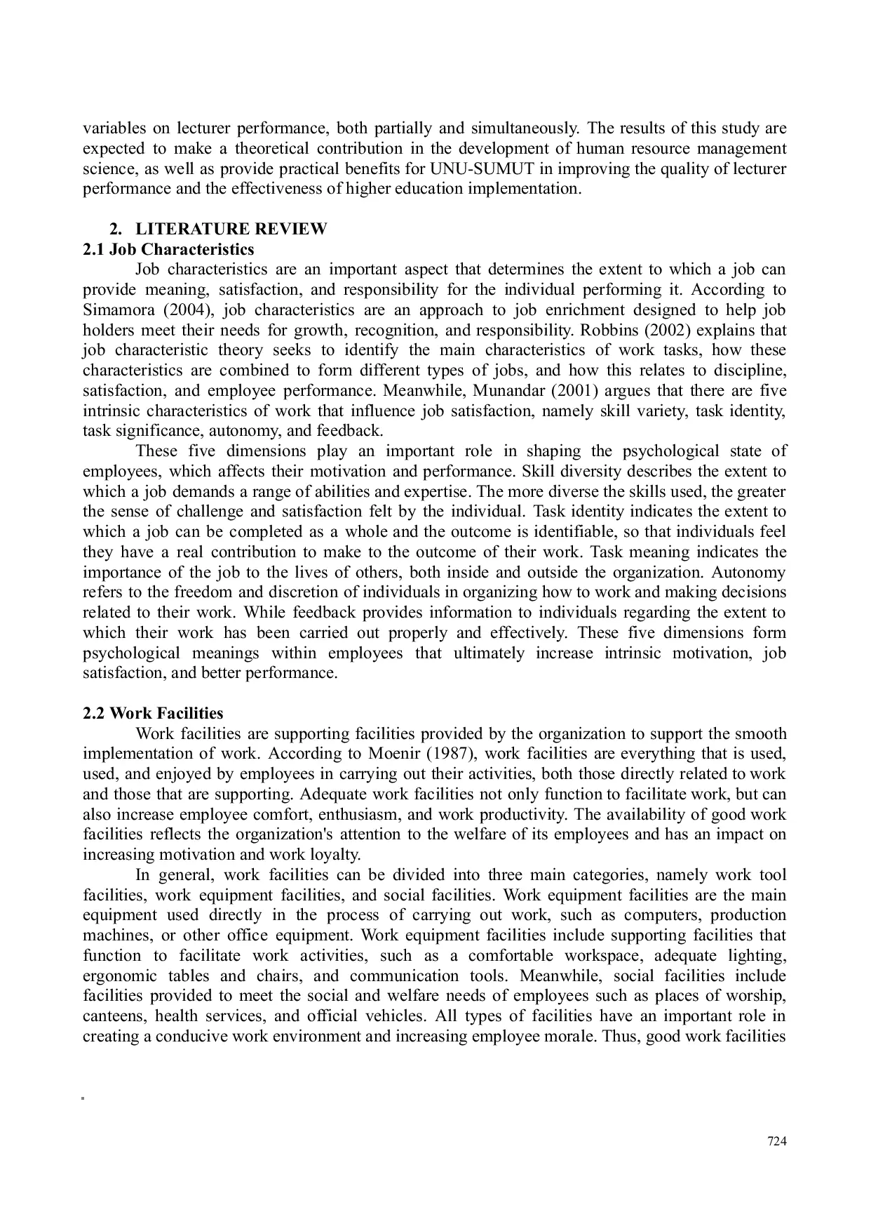 JURIS The Effect of Job Characteristics Work Facilities and Motivation on Lecturer Performance at Universitas Nahdlatul Ulama Sumatera Utara