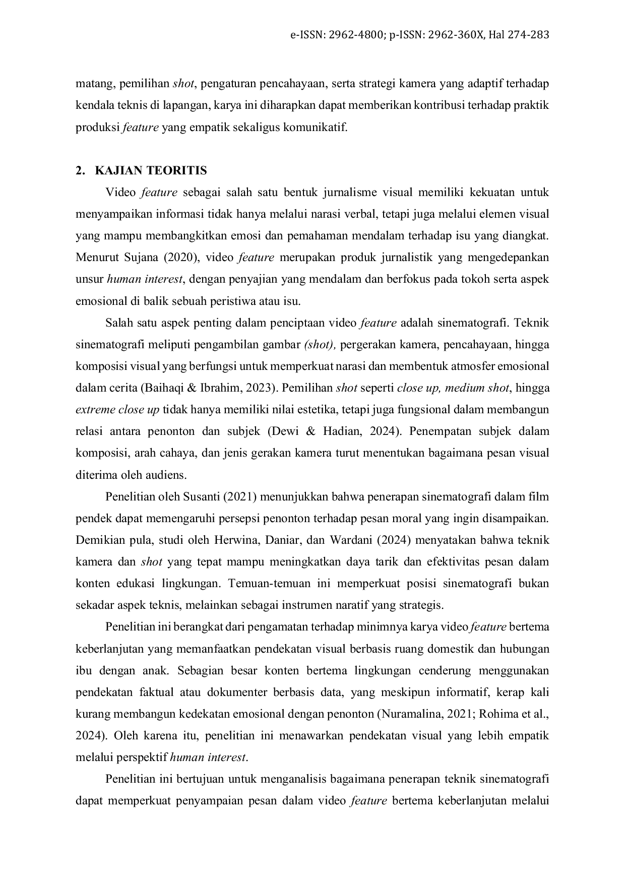 JURIS Penerapan Teknik Sinematografi oleh Director of Photography pada Video Feature Ibu untuk Bumi Bertema Gaya Hidup Berkelanjutan