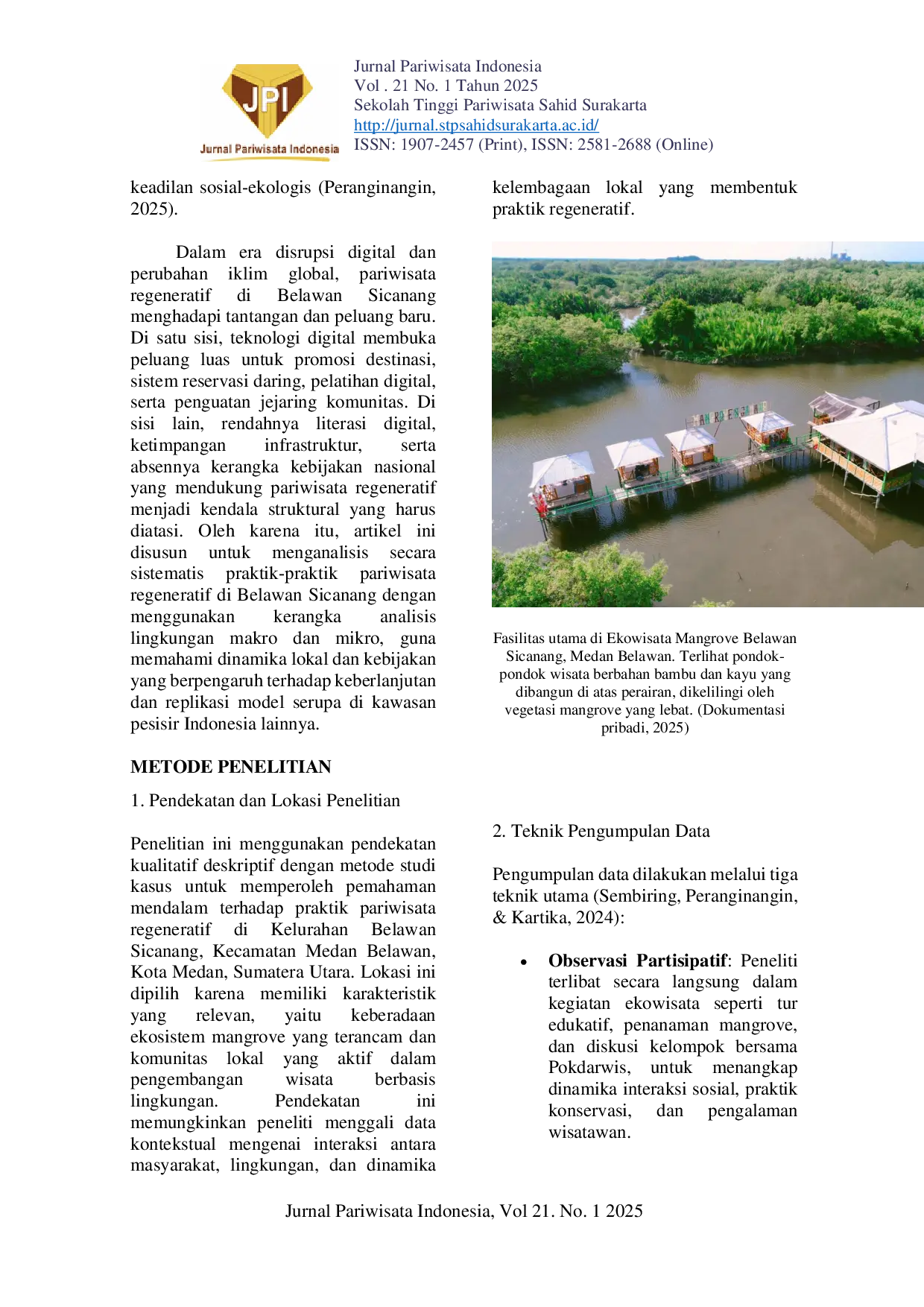 JURIS Pengembangan Pariwisata Regeneratif Berbasis Komunitas Dalam Konteks Disrupsi Digital Dan Krisis Lingkungan Studi Kasus Ekowisata Mangrove Belawan Sicanang Medan Sumatera Utara