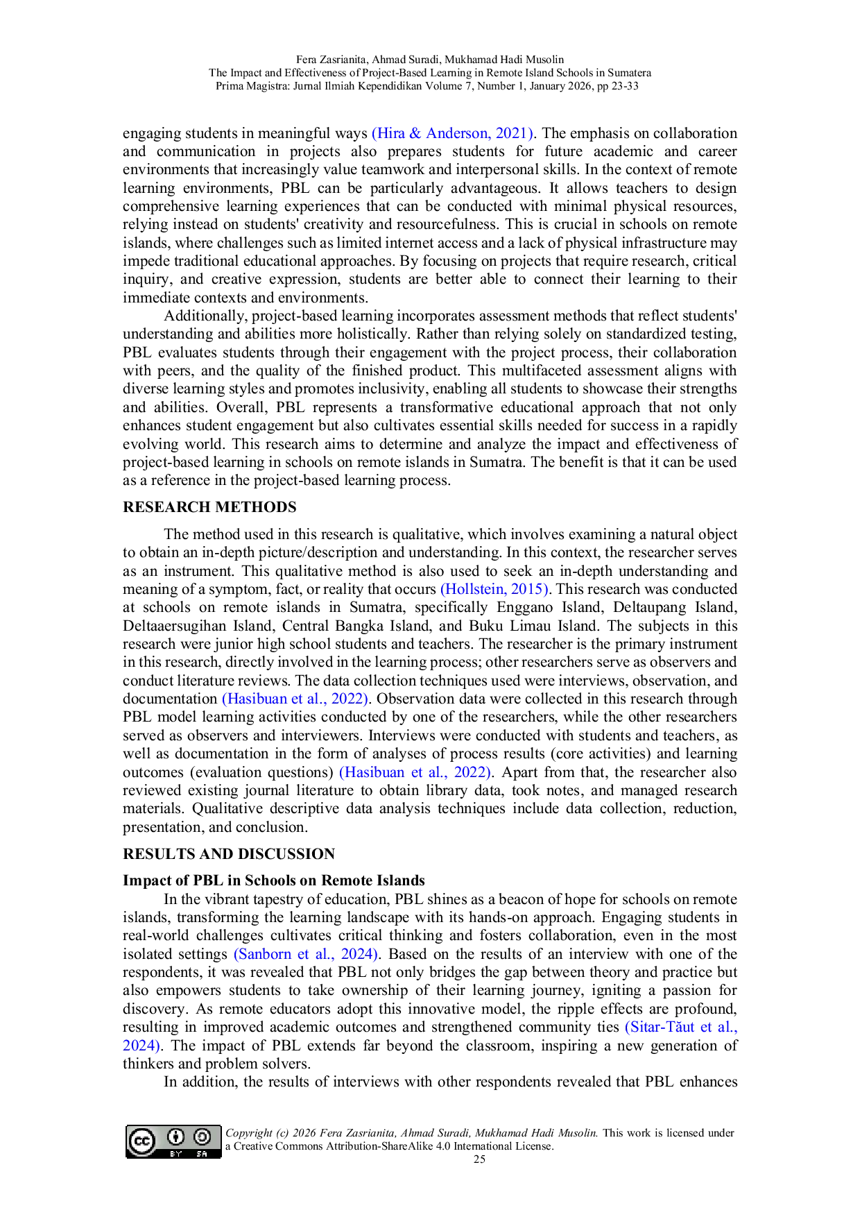 JURIS THE IMPACT AND EFFECTIVENESS OF PROJECT BASED LEARNING IN REMOTE ISLAND SCHOOLS IN SUMATERA