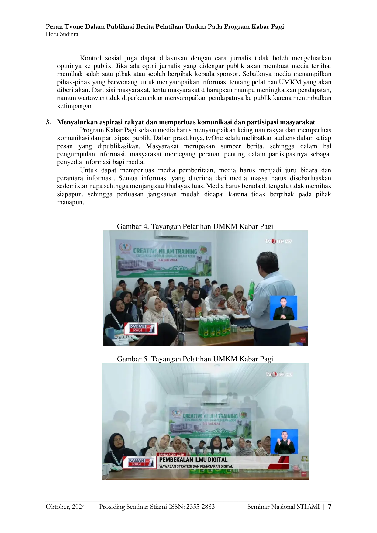 JURIS Peran TvOne Dalam Publikasi Berita Pelatihan UMKM Pada Program Kabar Pagi