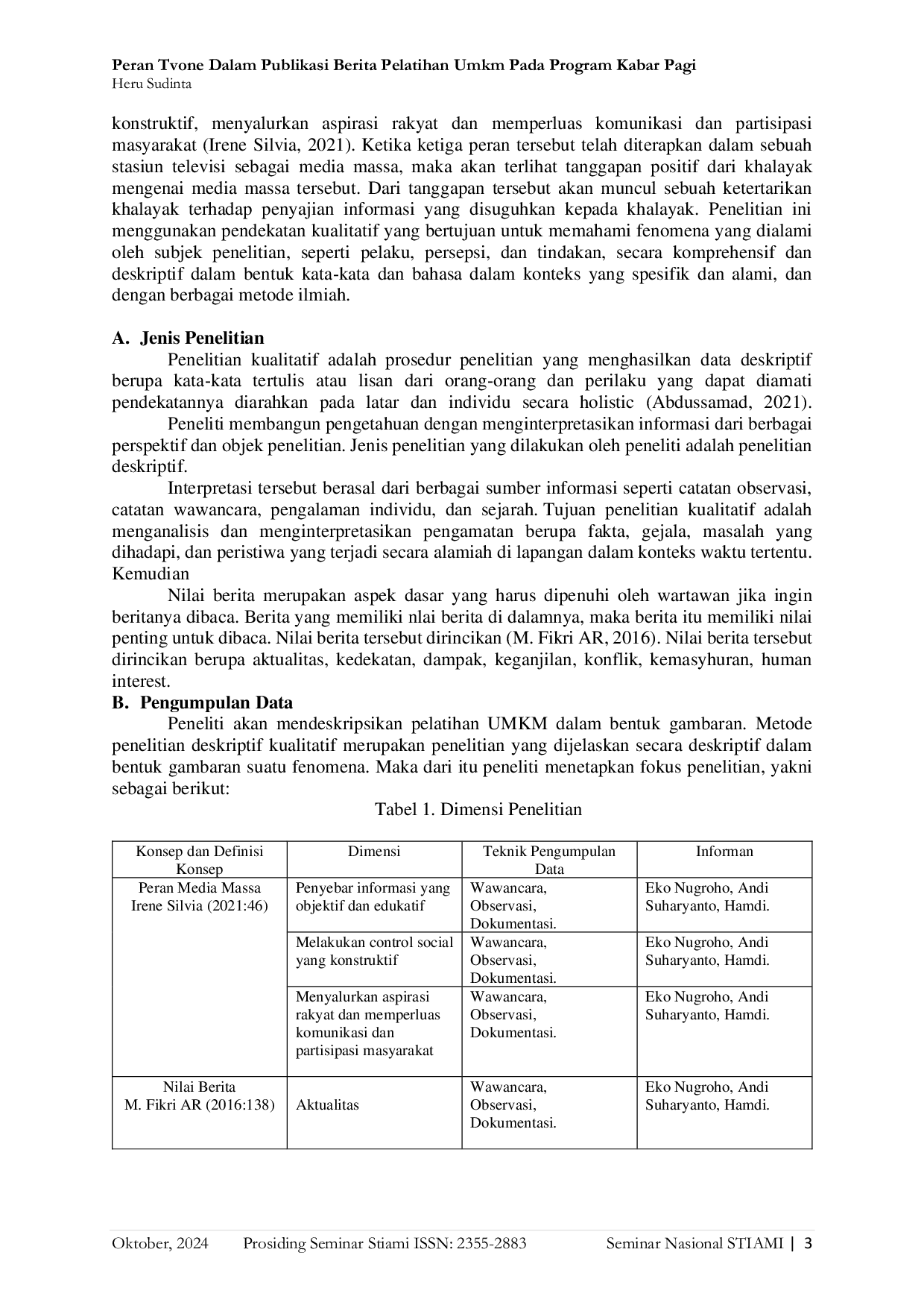 JURIS Peran TvOne Dalam Publikasi Berita Pelatihan UMKM Pada Program Kabar Pagi