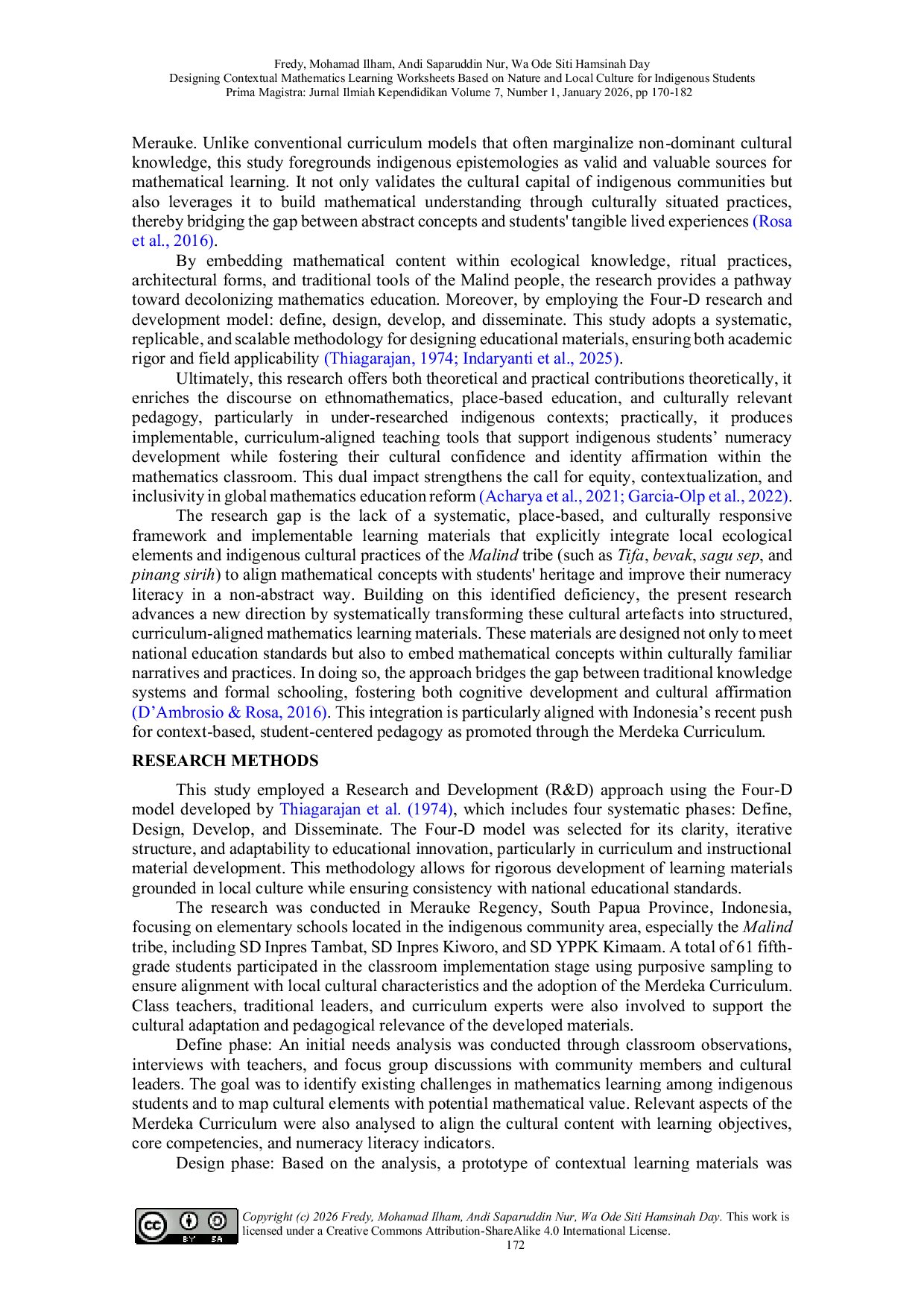 JURIS Designing Contextual Mathematics Learning Worksheets Based on Nature and Local Culture for Indigenous Students