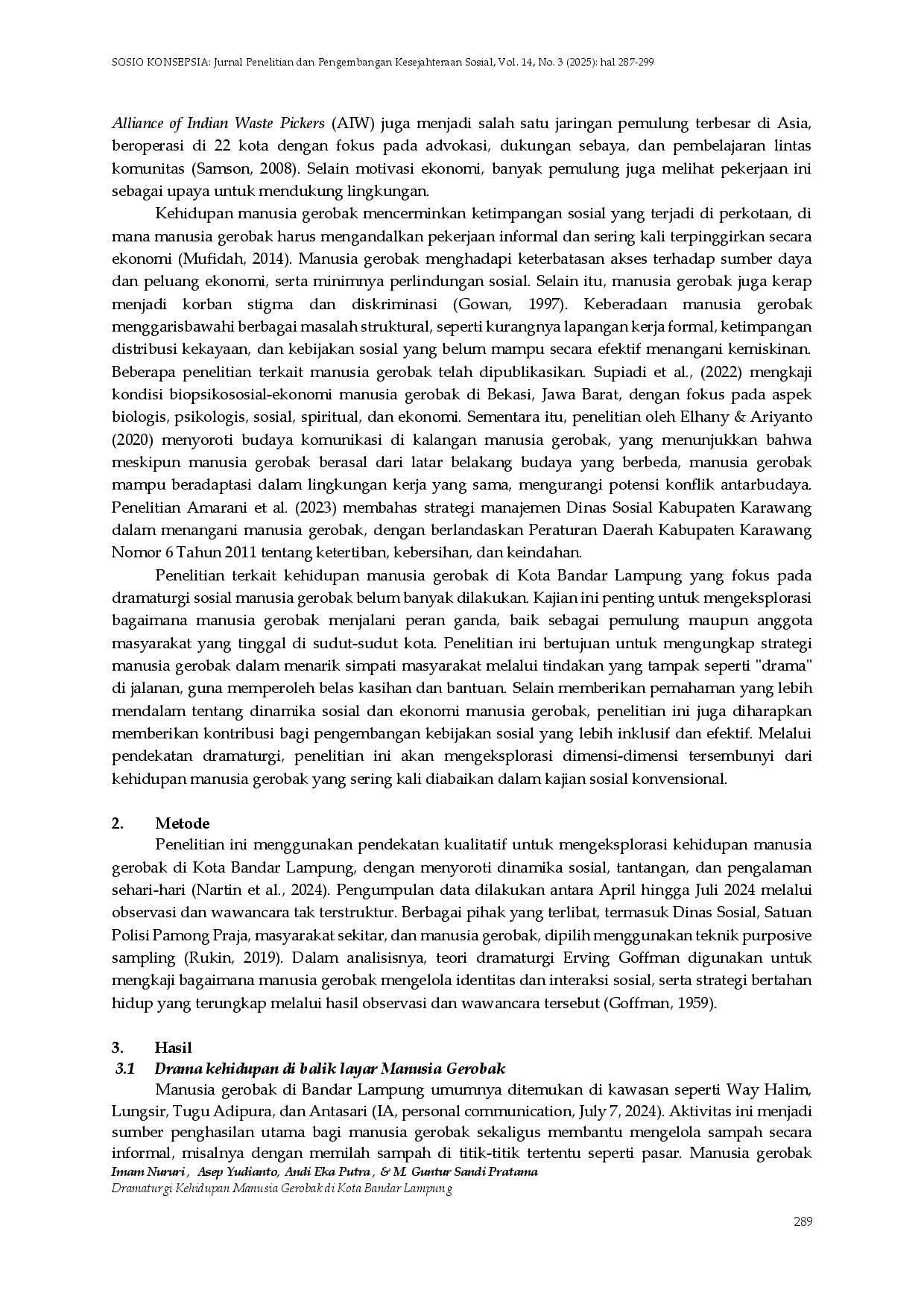 juris Dramaturgi Kehidupan Manusia Gerobak di Kota Bandar Lampung