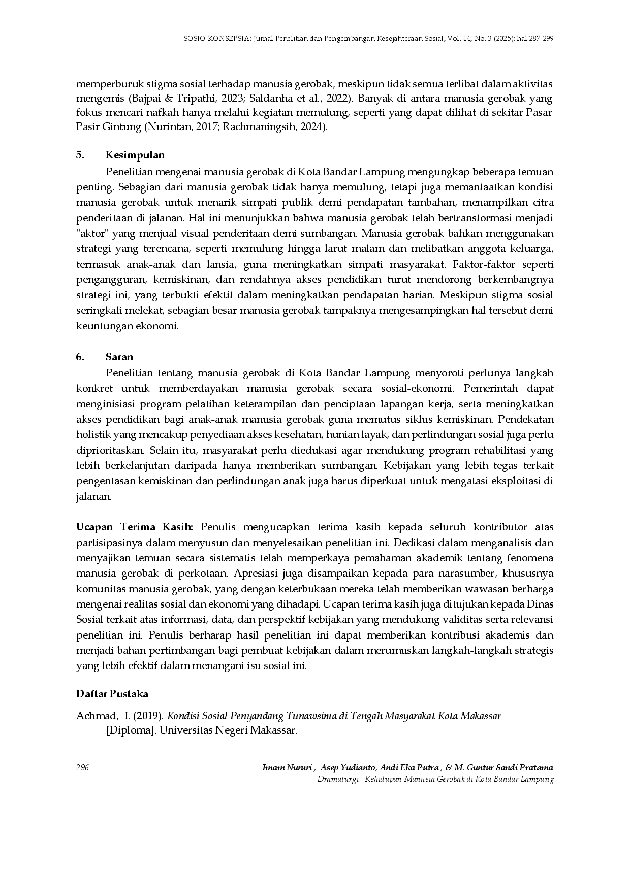 juris Dramaturgi Kehidupan Manusia Gerobak di Kota Bandar Lampung